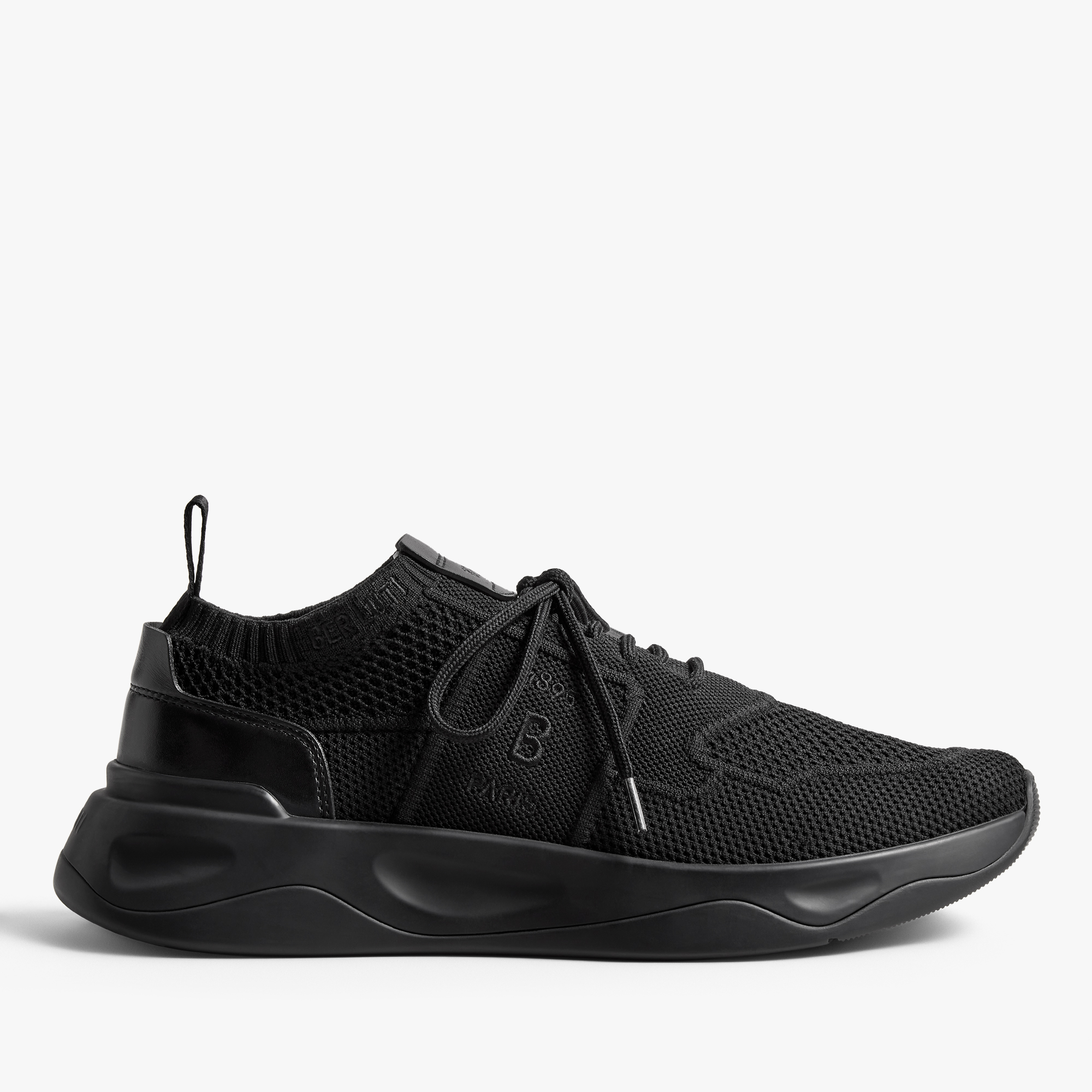 Shadow Knit And Leather Sneaker, JET BLACK, hi-res