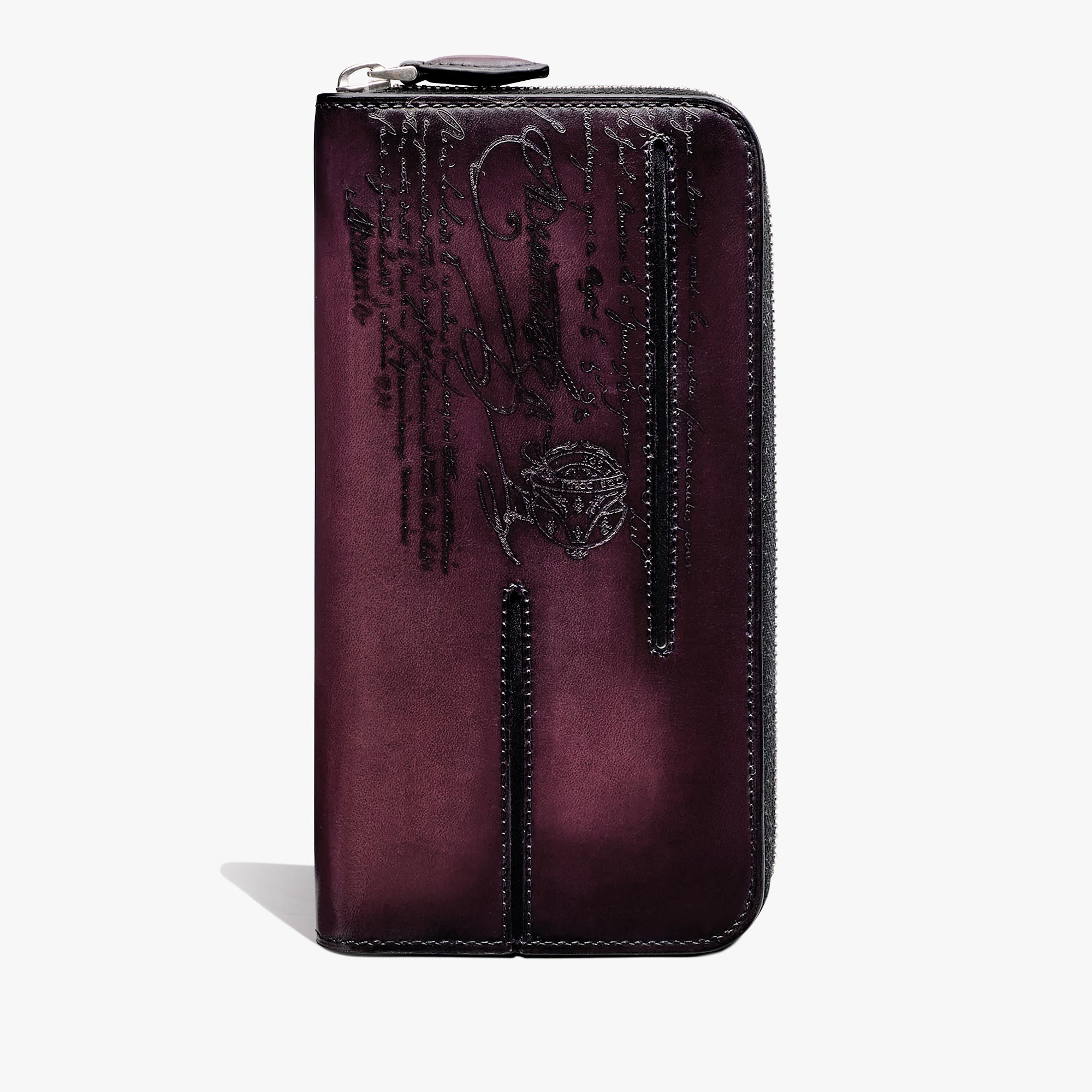 Itauba Scritto Leather Long Zipped Wallet, GRAPES, hi-res