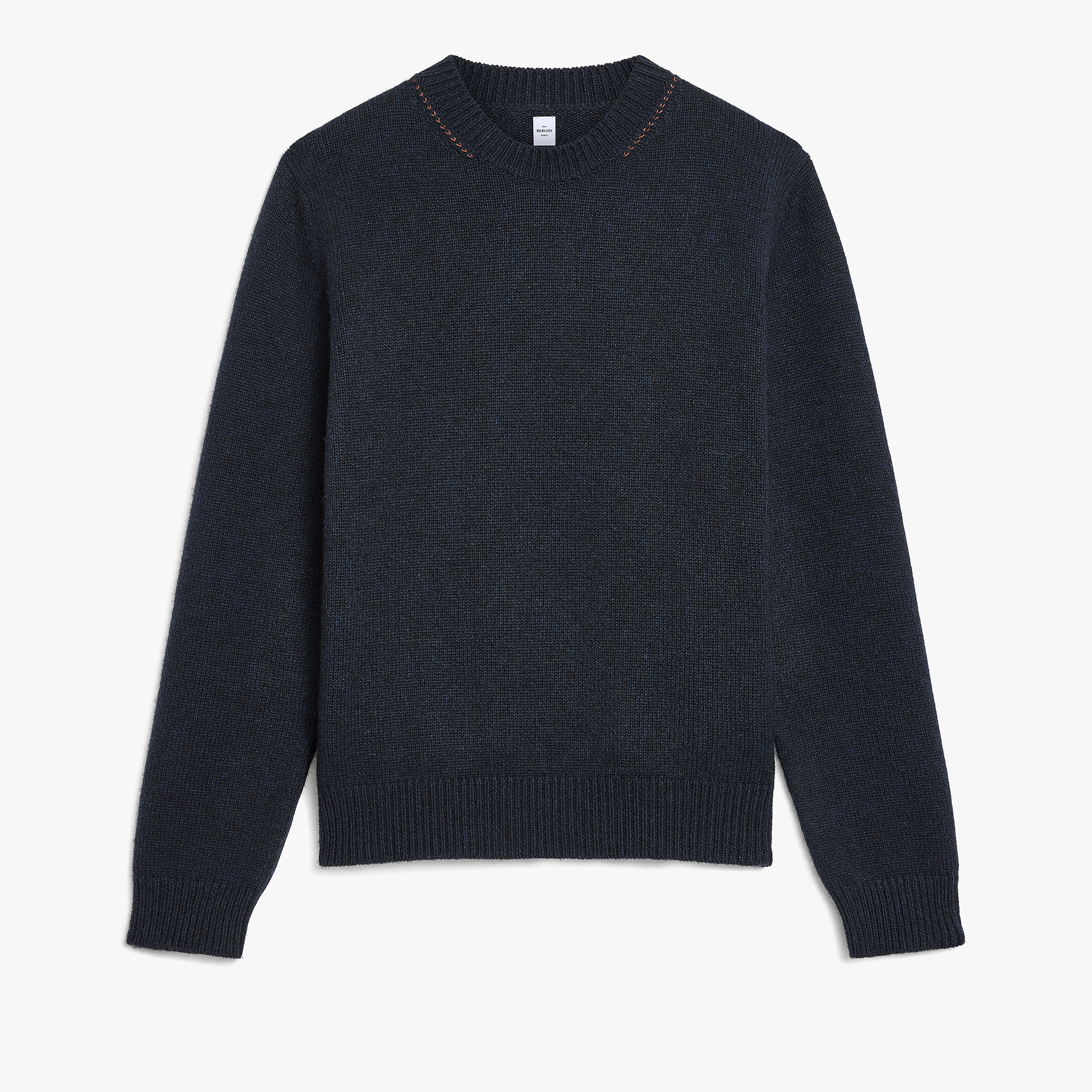 Leather Braiding Crewneck, COLD NIGHT BLUE, hi-res