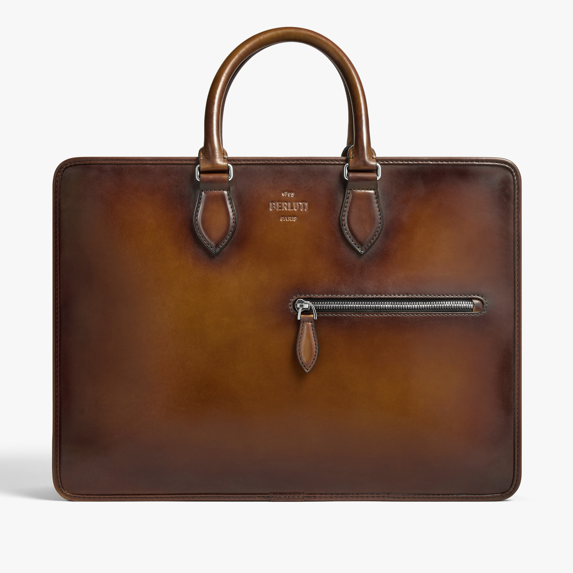 Deux Jours Leather Briefcase, CACAO INTENSO, hi-res