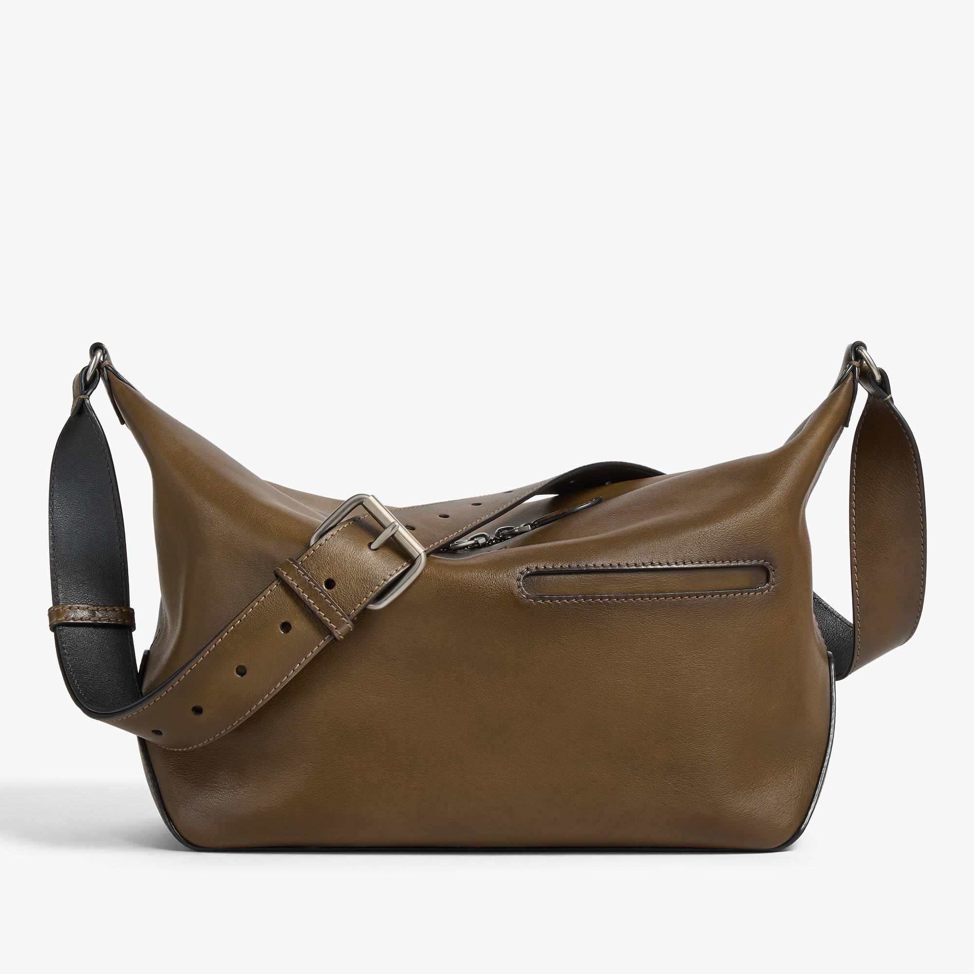 Toujours Soft Zipped Hobo In Leather, DARK KAKI, hi-res