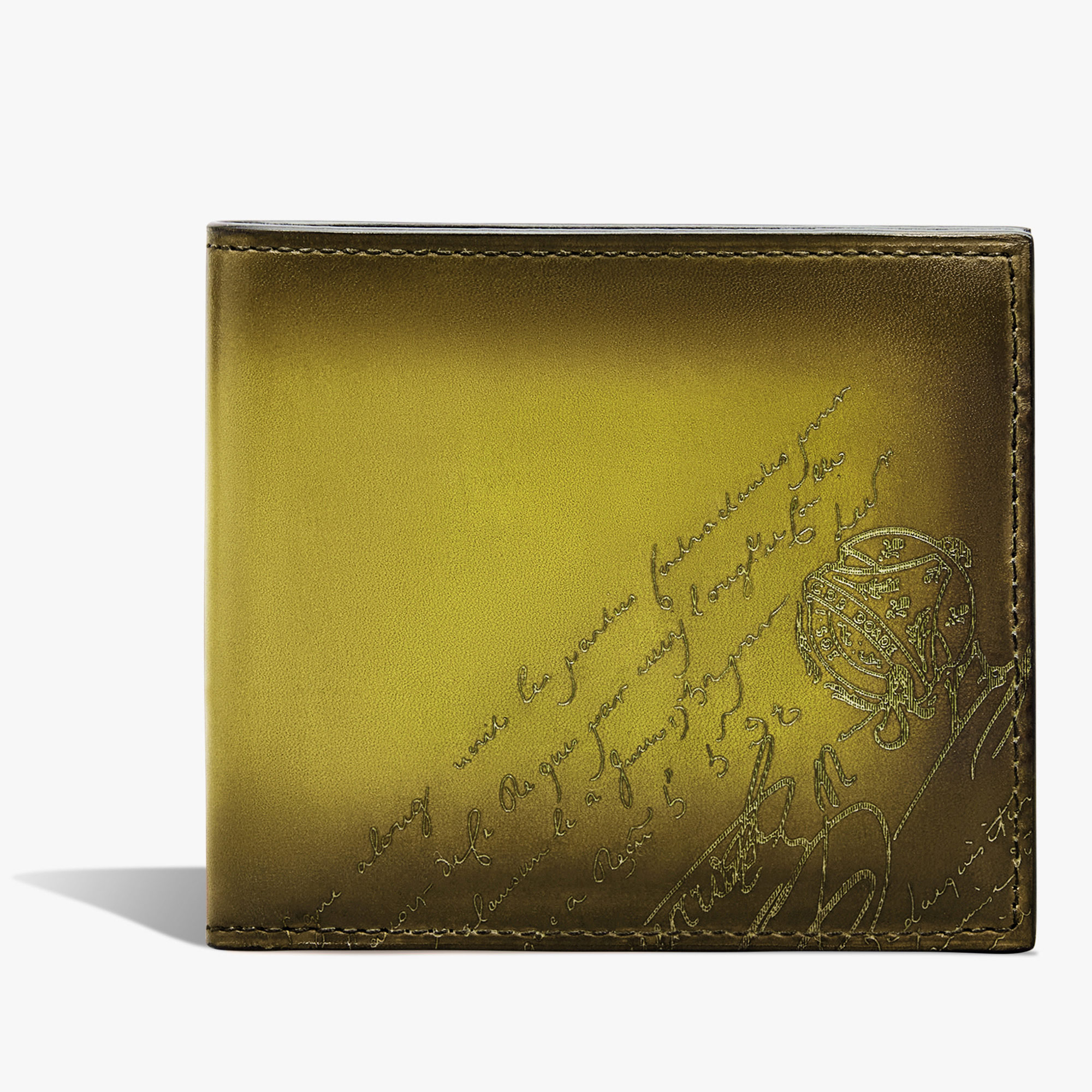 Makore Scritto Leather Compact Wallet, JUNGLE GREEN, hi-res