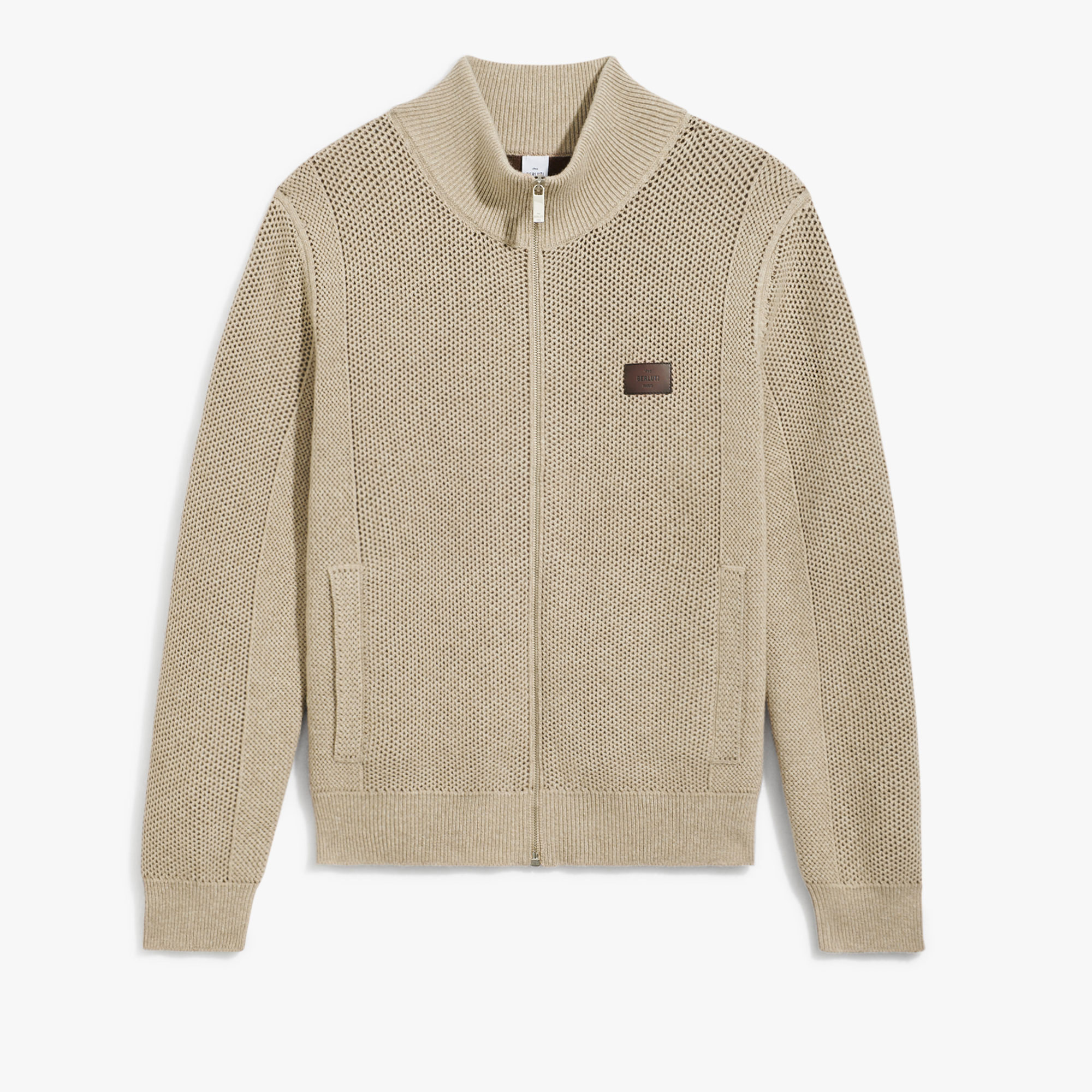 Wool & Cashmere Zip-up, FLUFFY BEIGE, hi-res