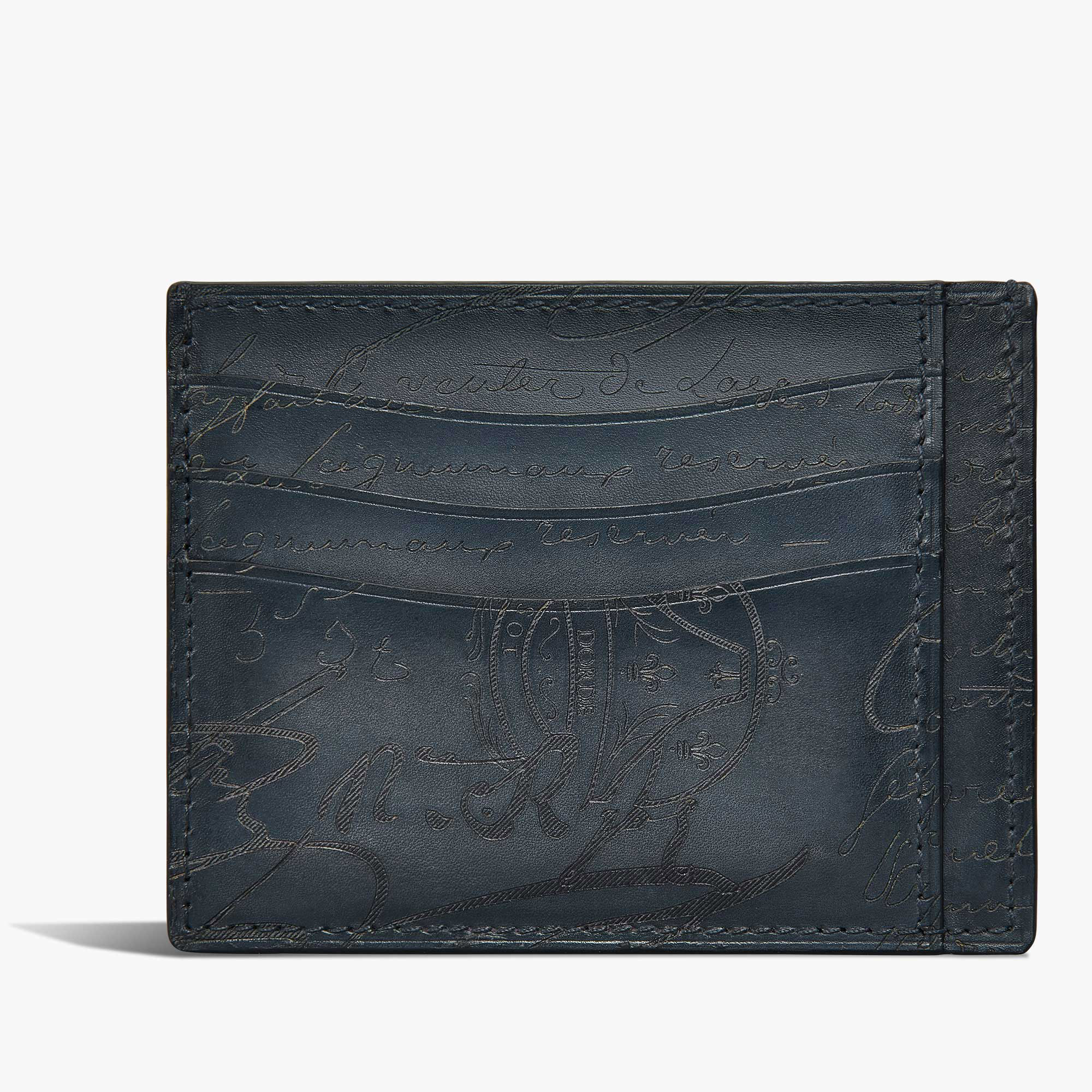 Bambou Tetris Scritto Leather Card Holder, BLU MINERALE, hi-res