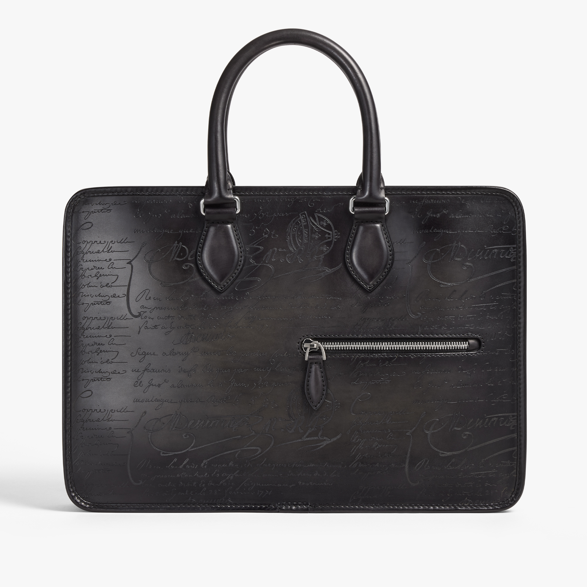 Un Jour Mini Scritto Leather Briefcase, NERO GRIGIO, hi-res