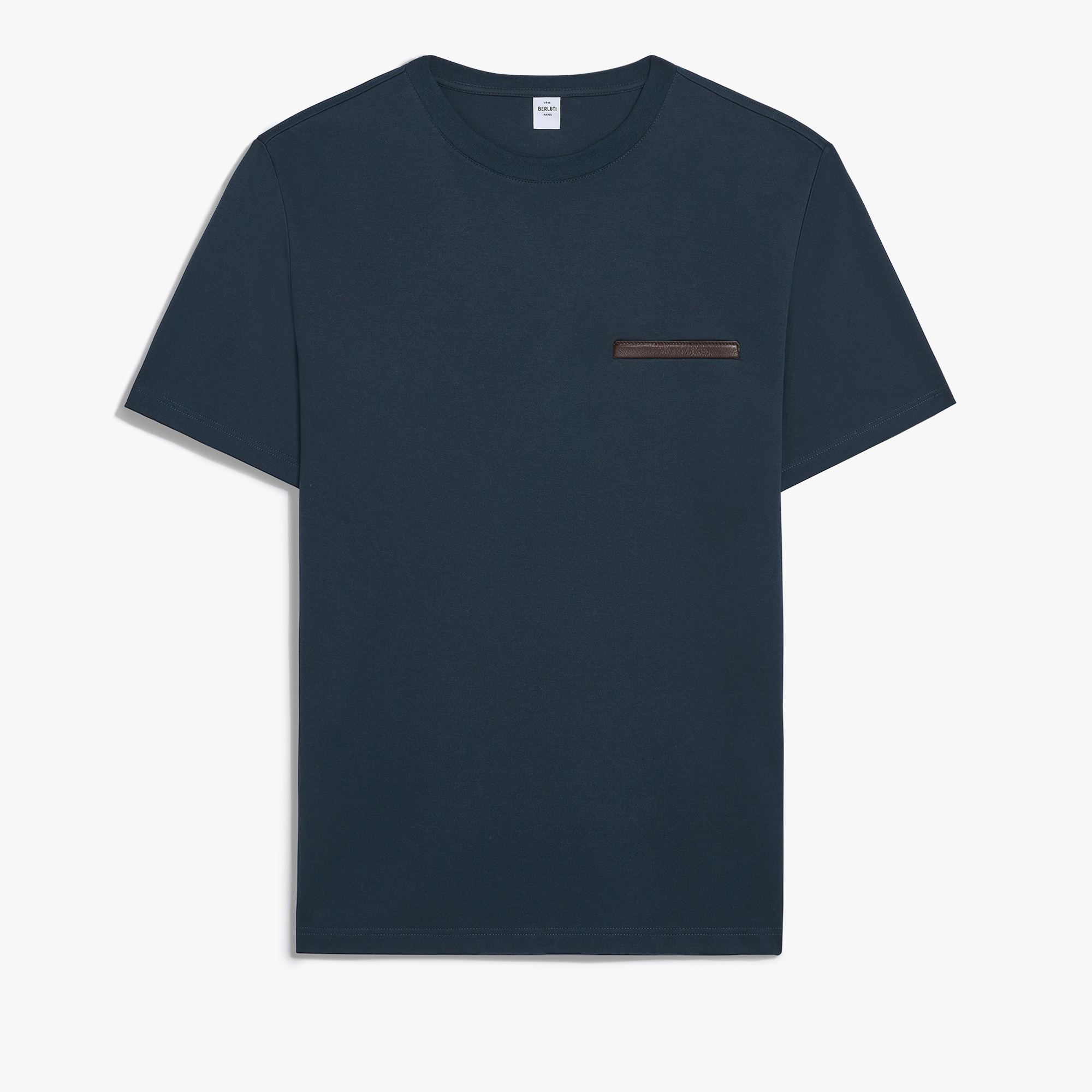 Leather Tab Pocket T-shirt, MARINE, hi-res