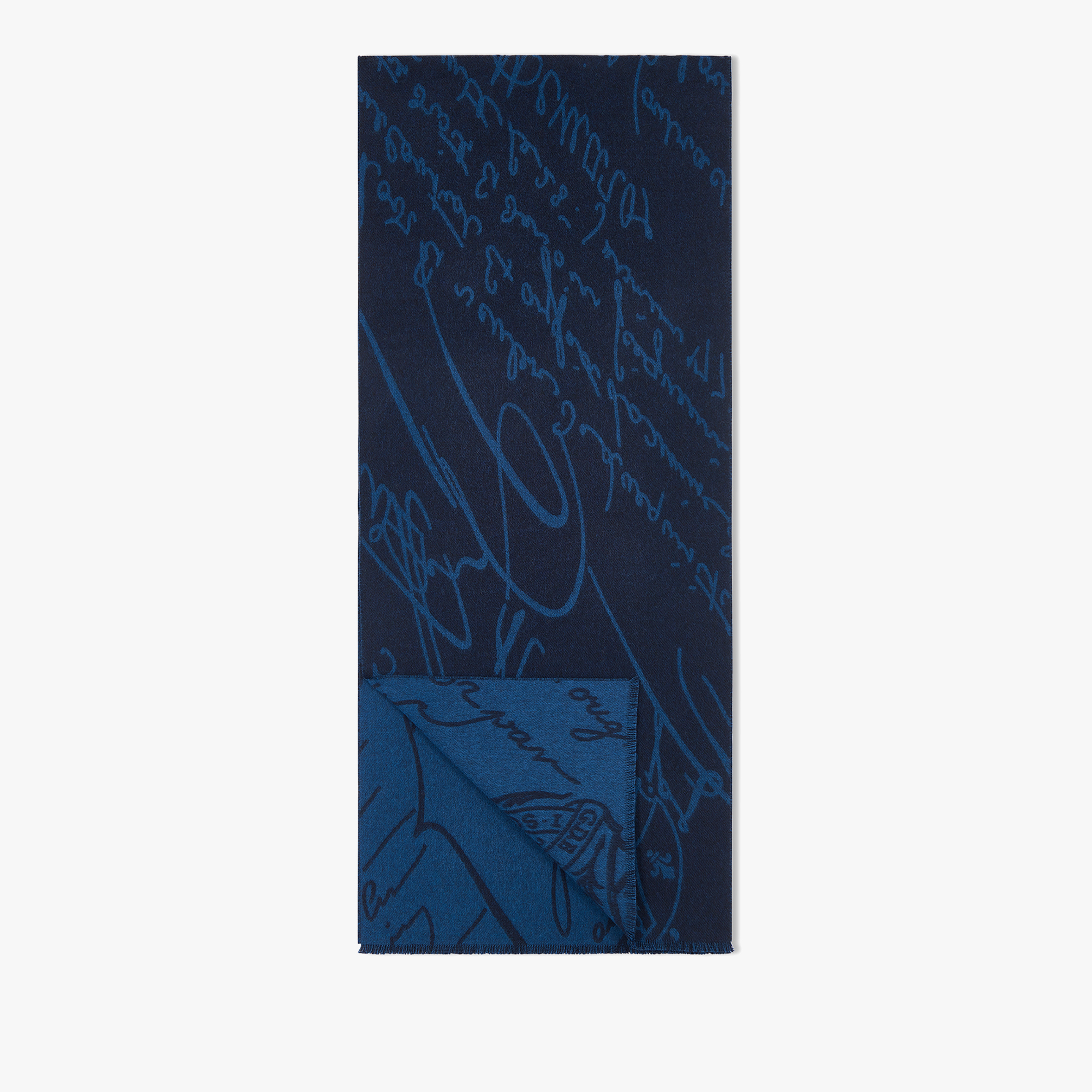 羊毛scritto图纹围巾, COLD NIGHT BLUE, hi-res