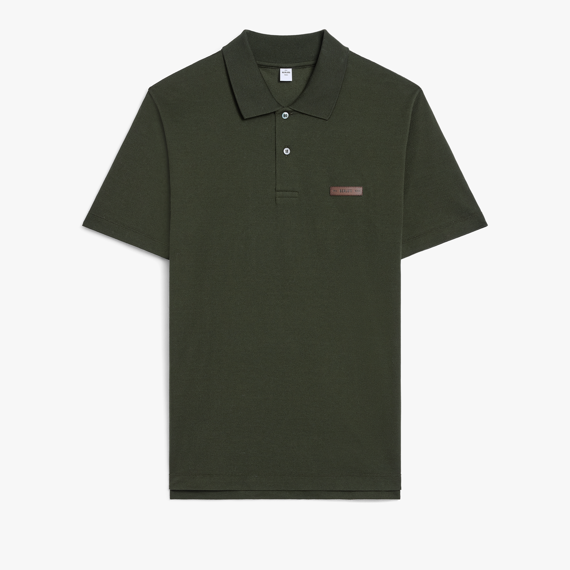 Leather Tab Polo, DARK GREEN, hi-res