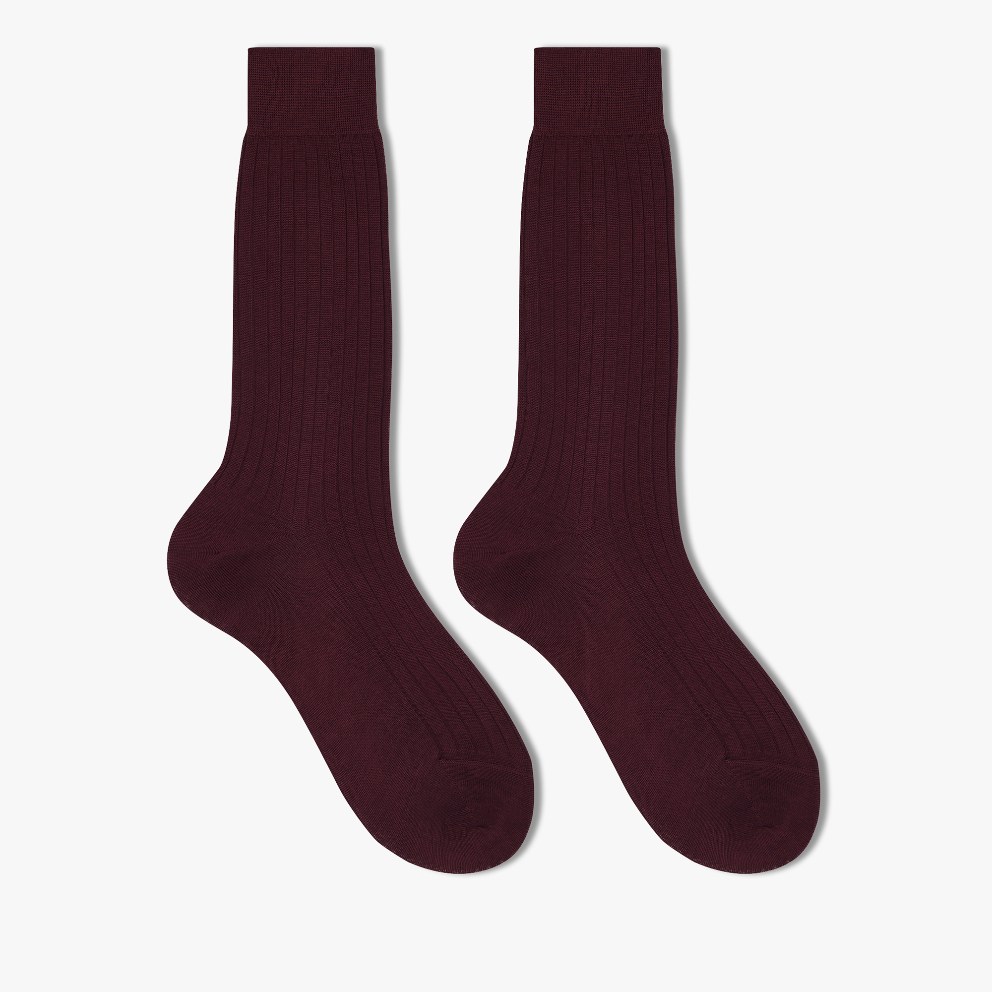 Cotton Ribbed Socks, BURGUNDY, hi-res