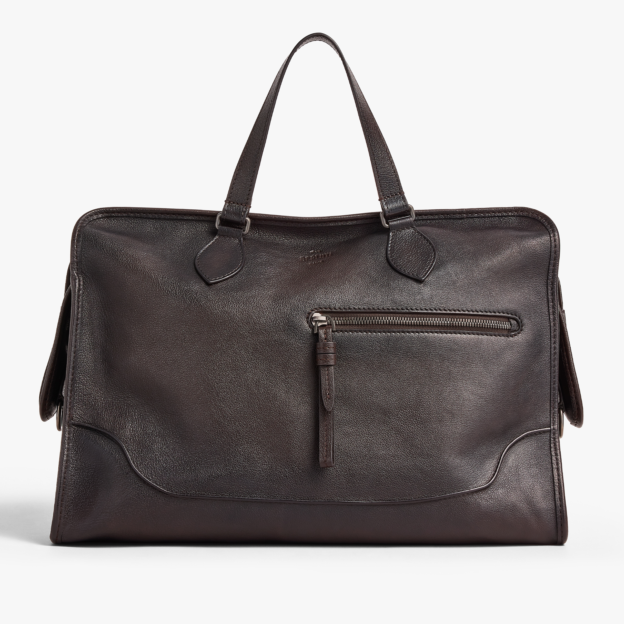 Un Jour Briefcase In Leather, DARK BROWN, hi-res