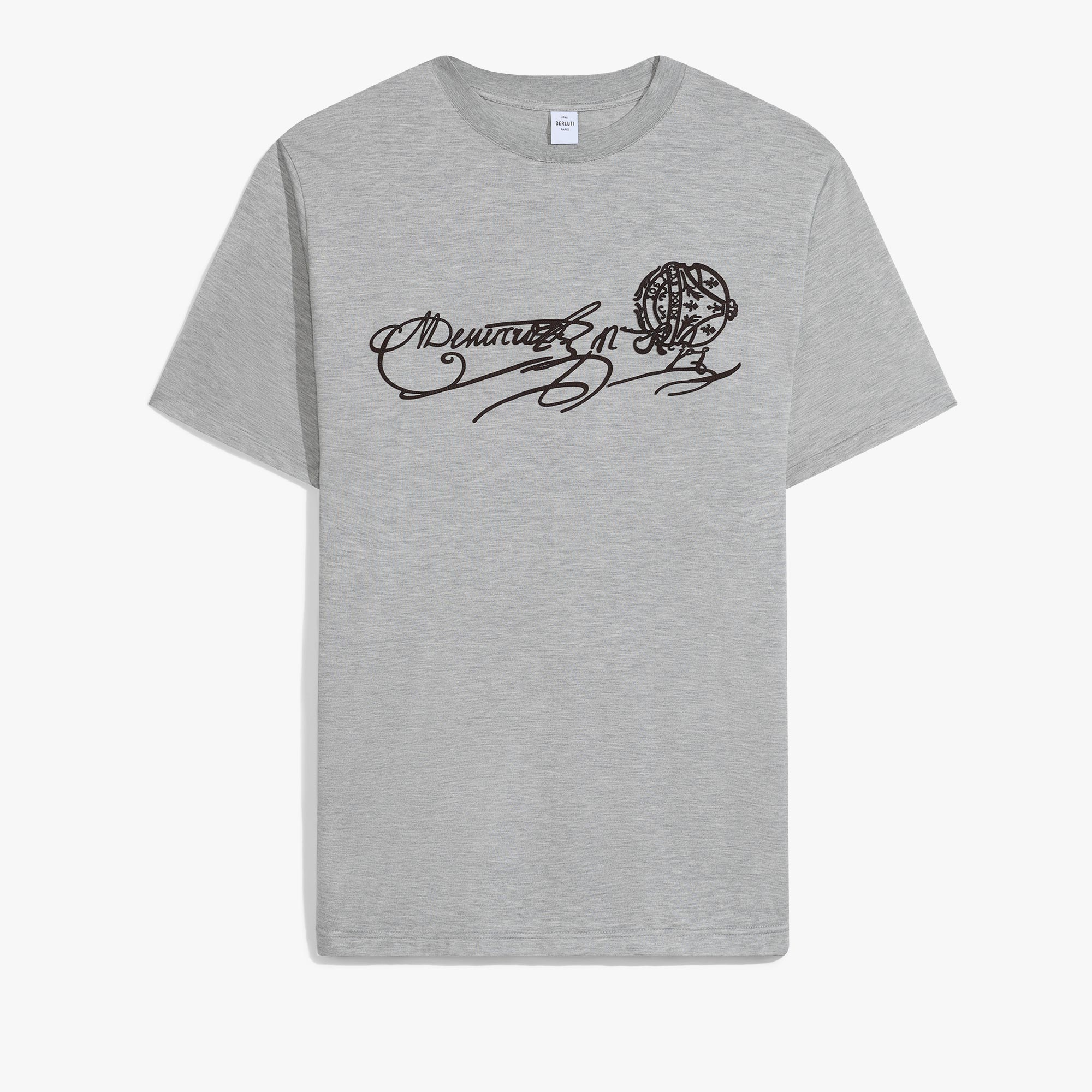 スエードエフェクト スクリット Tシャツ, SILVER GREY, hi-res