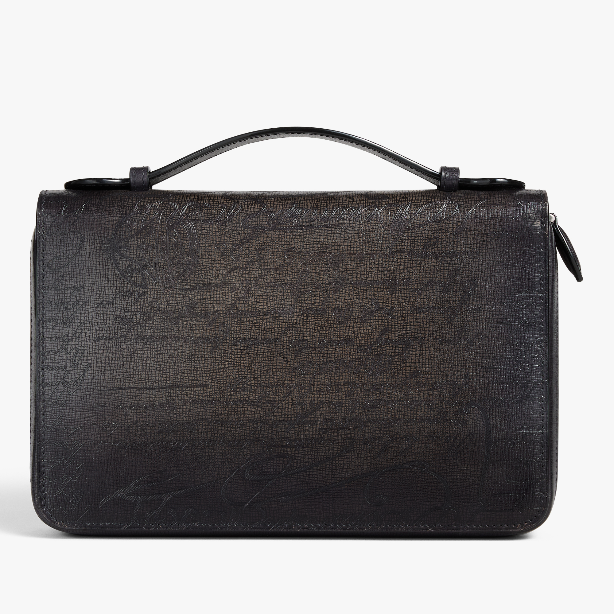 Itauba Wide Gradiant Zipped Pouch In Scritto Leather, GREY FLANEL, hi-res