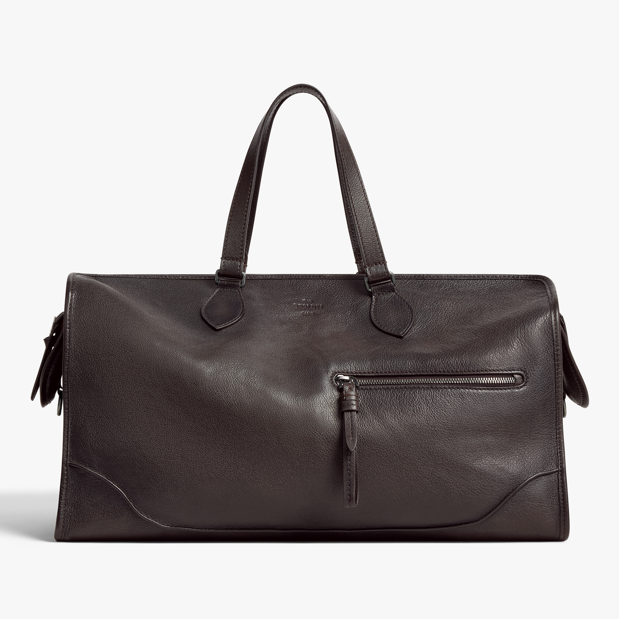 Overnight Travel Bag In Leather, DARK BROWN, hi-res