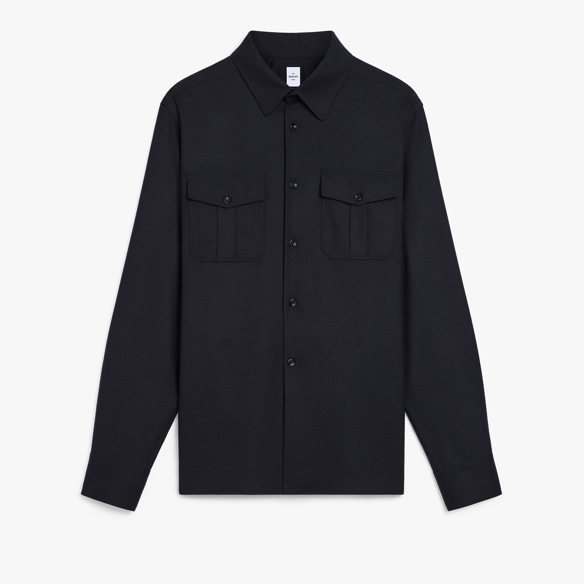 Wool Military Shirt, MIDNIGHT BLUE, hi-res