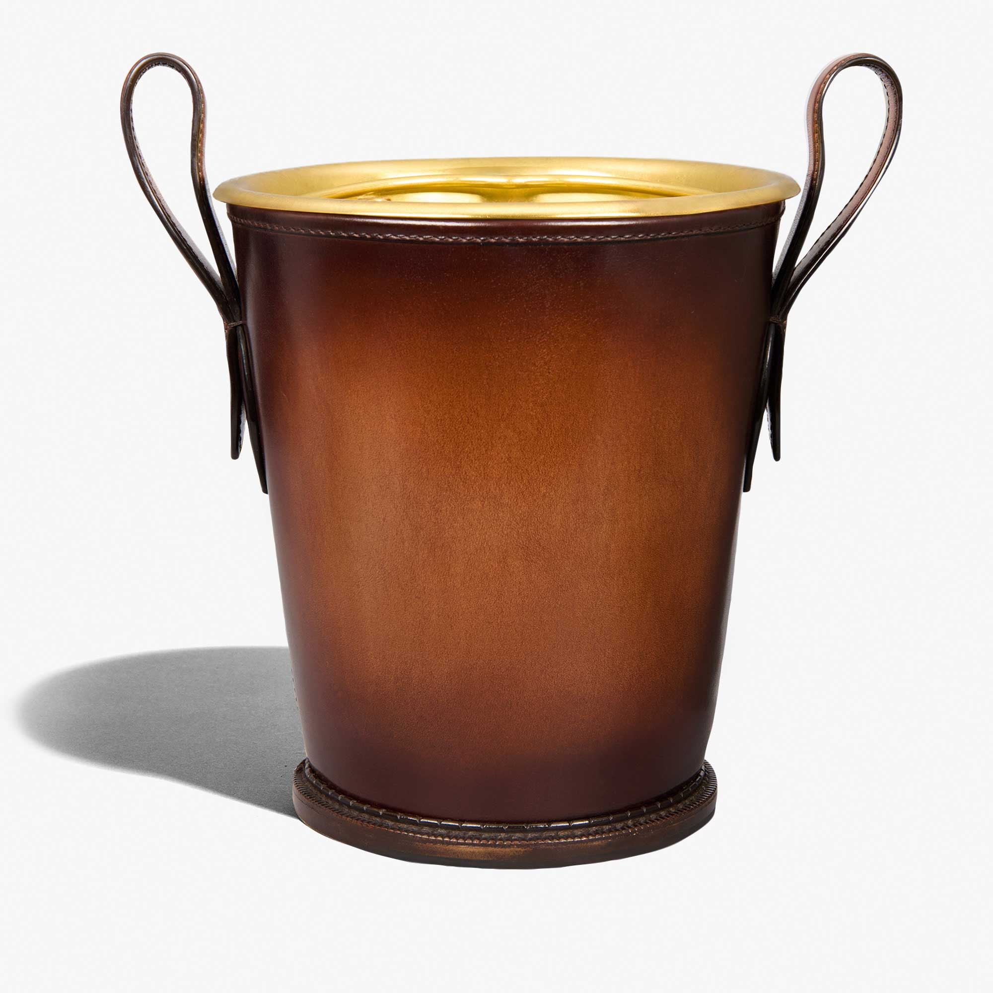 Leather Champagne Bucket, CACAO INTENSO, hi-res