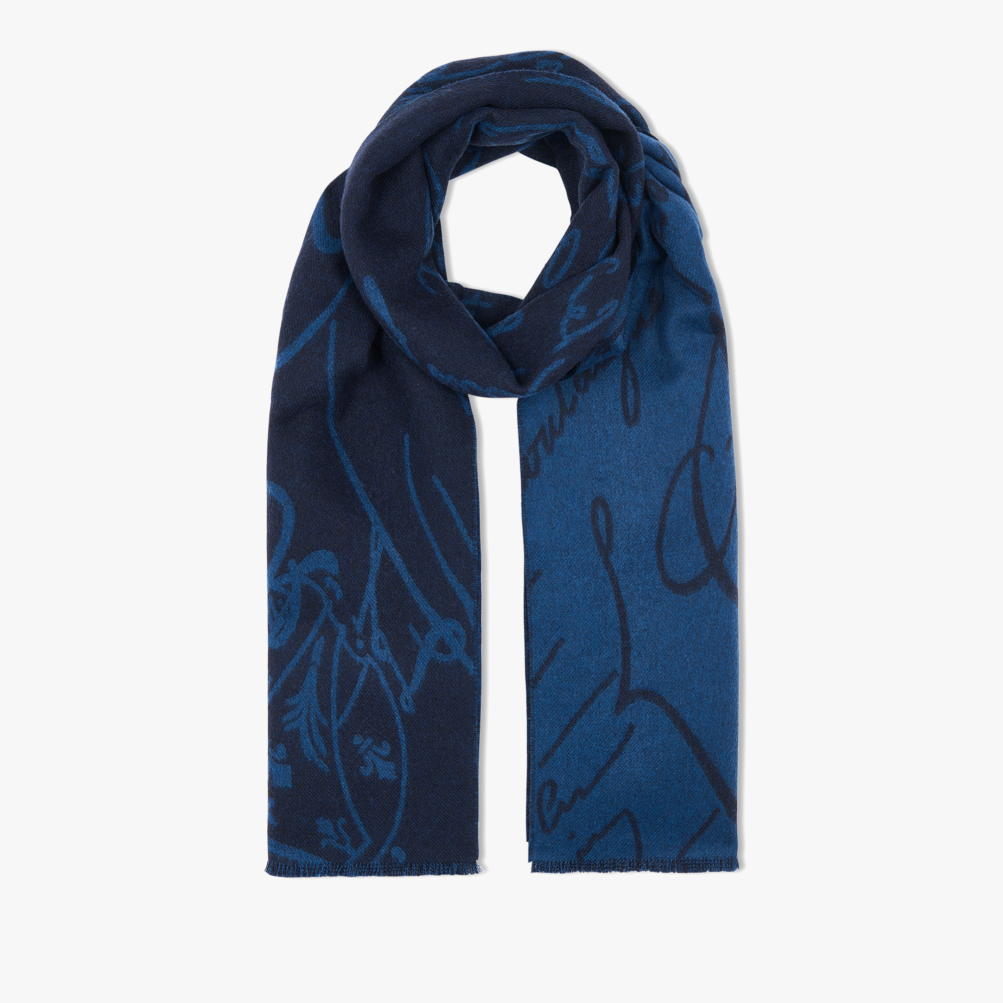 ウール スクリット スカーフ, COLD NIGHT BLUE, hi-res