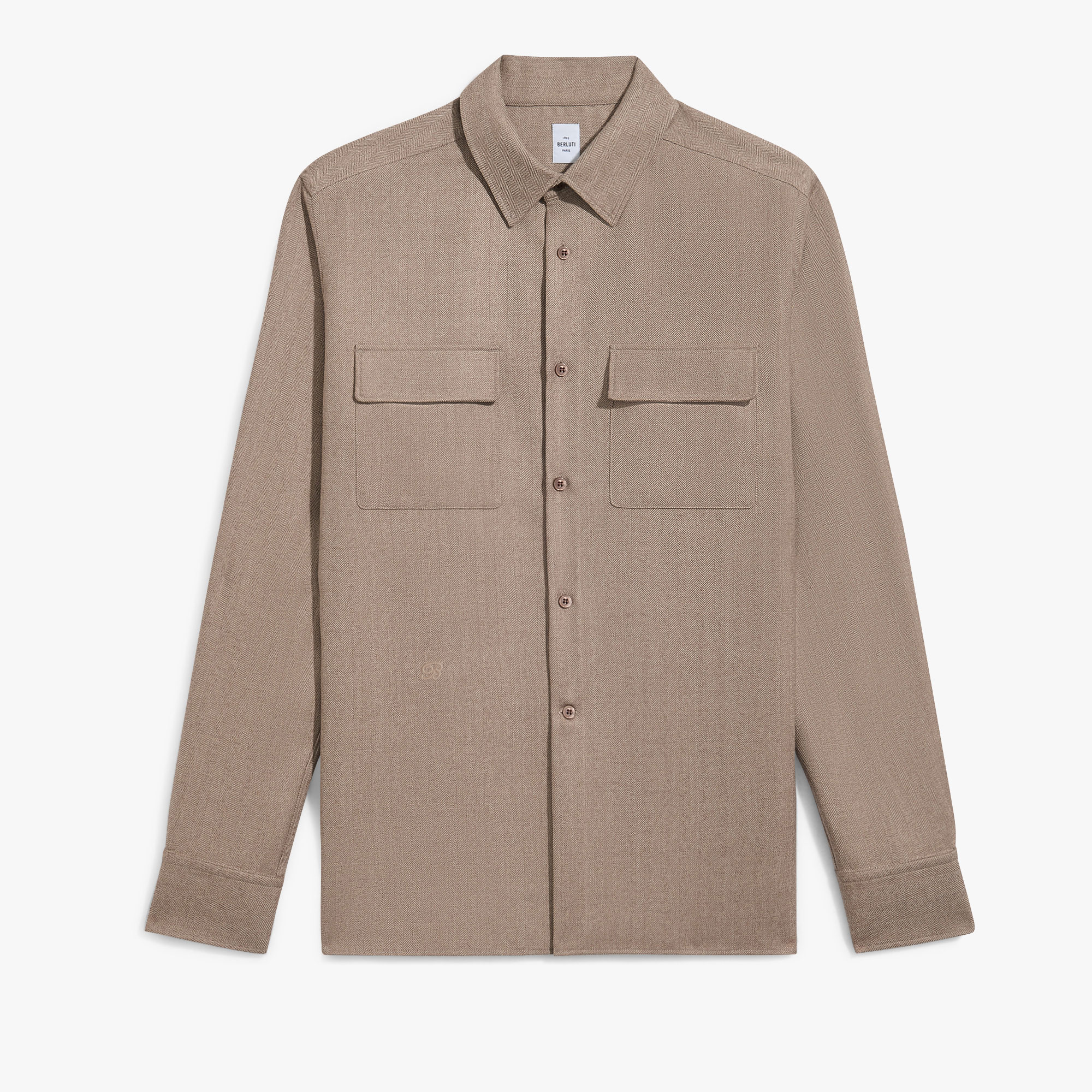 Herringbone Casual Shirt, LIGHT TAUPE, hi-res