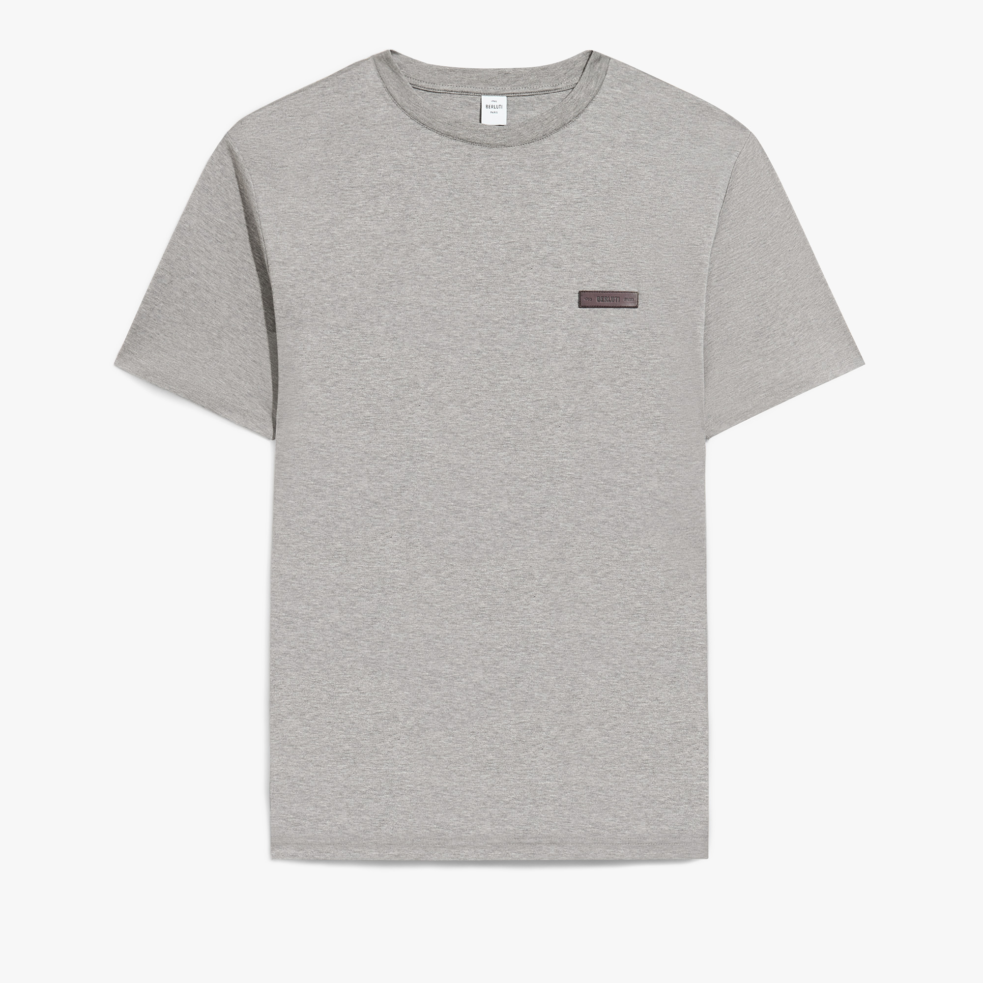 Leather Tab T-shirt, GRIS CHINE, hi-res