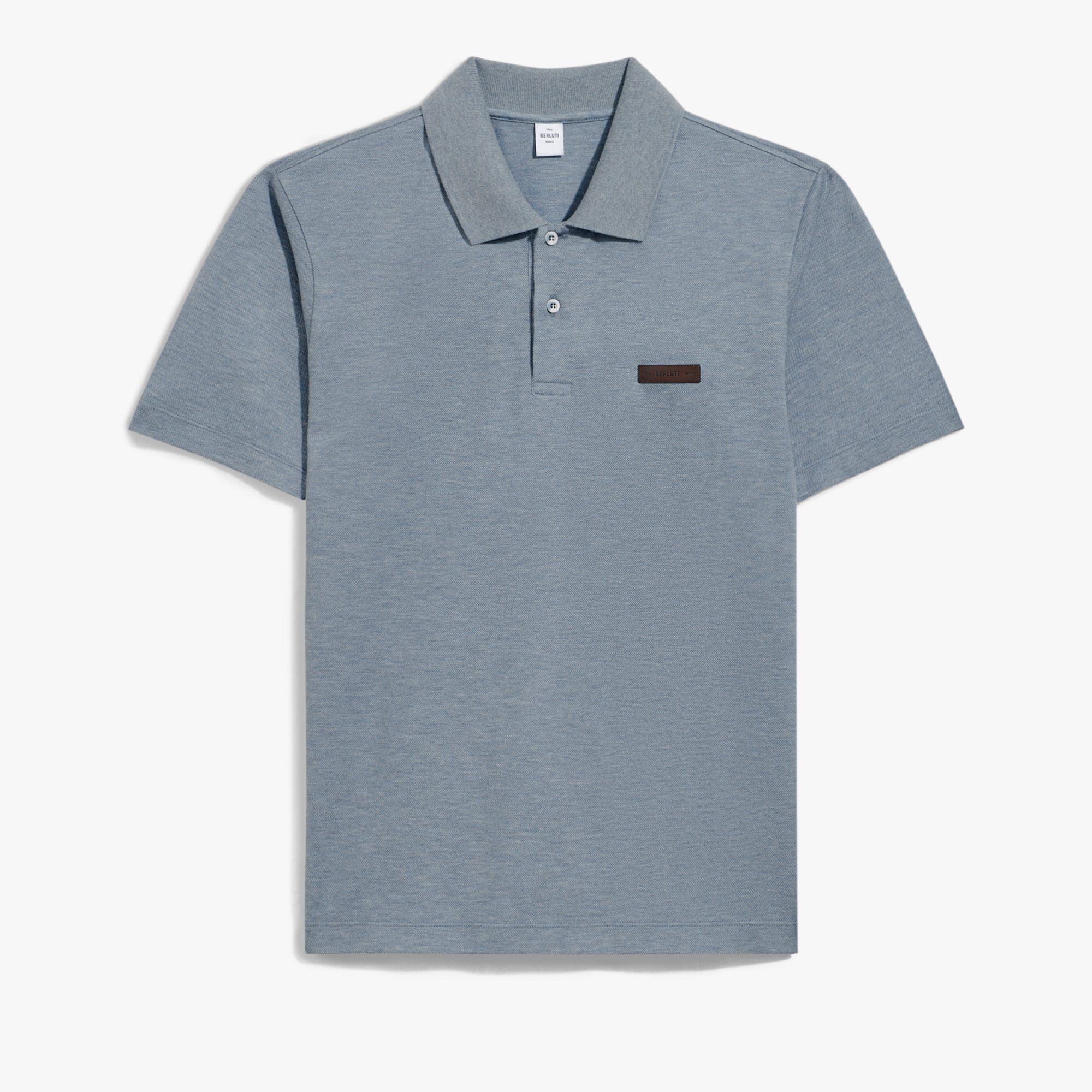 Classic Pique Leather Tab Polo, TITANIUM BLUE, hi-res