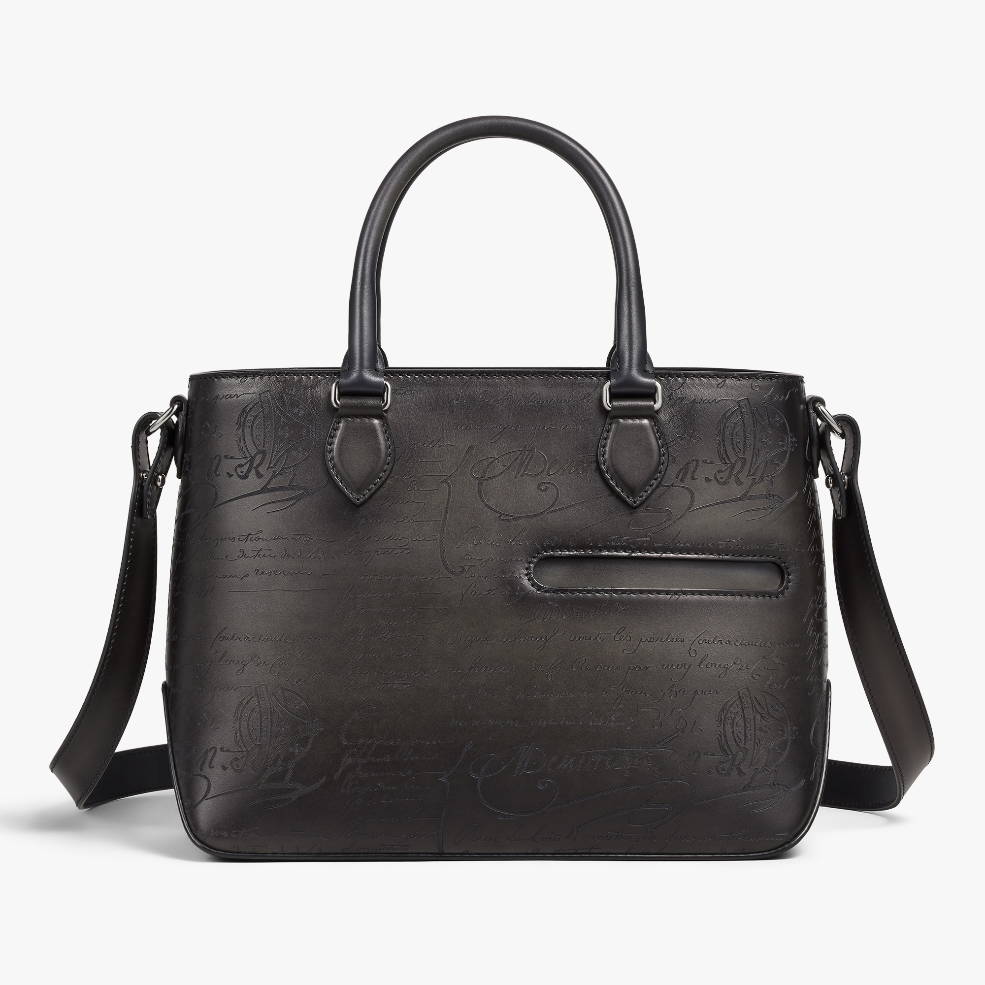 Toujours Xs Scritto Leather Tote Bag, NERO GRIGIO, hi-res