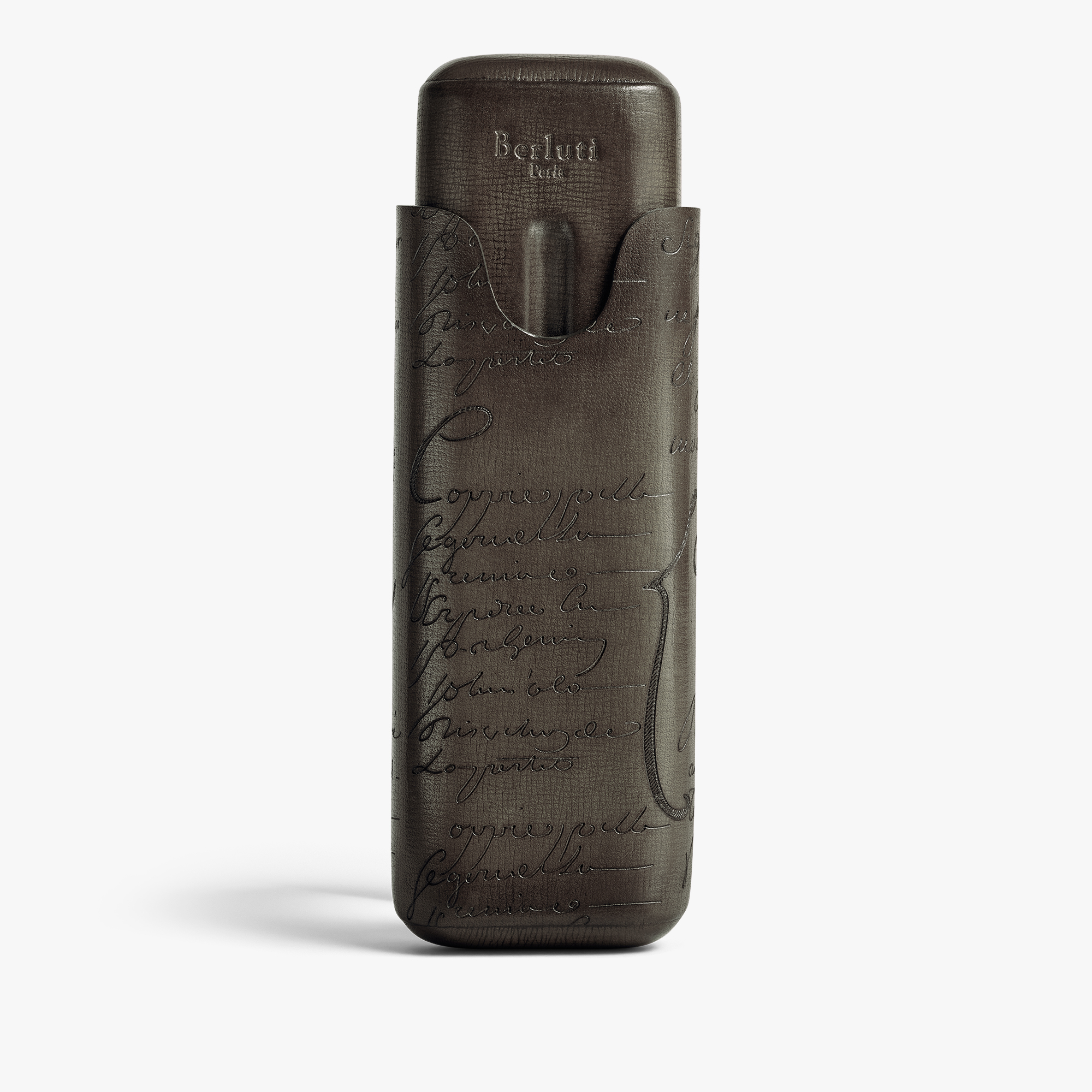 Cigar Case 2 In Venezia Palmellato Scritto Calf Leather, SELVA OSCURA, hi-res