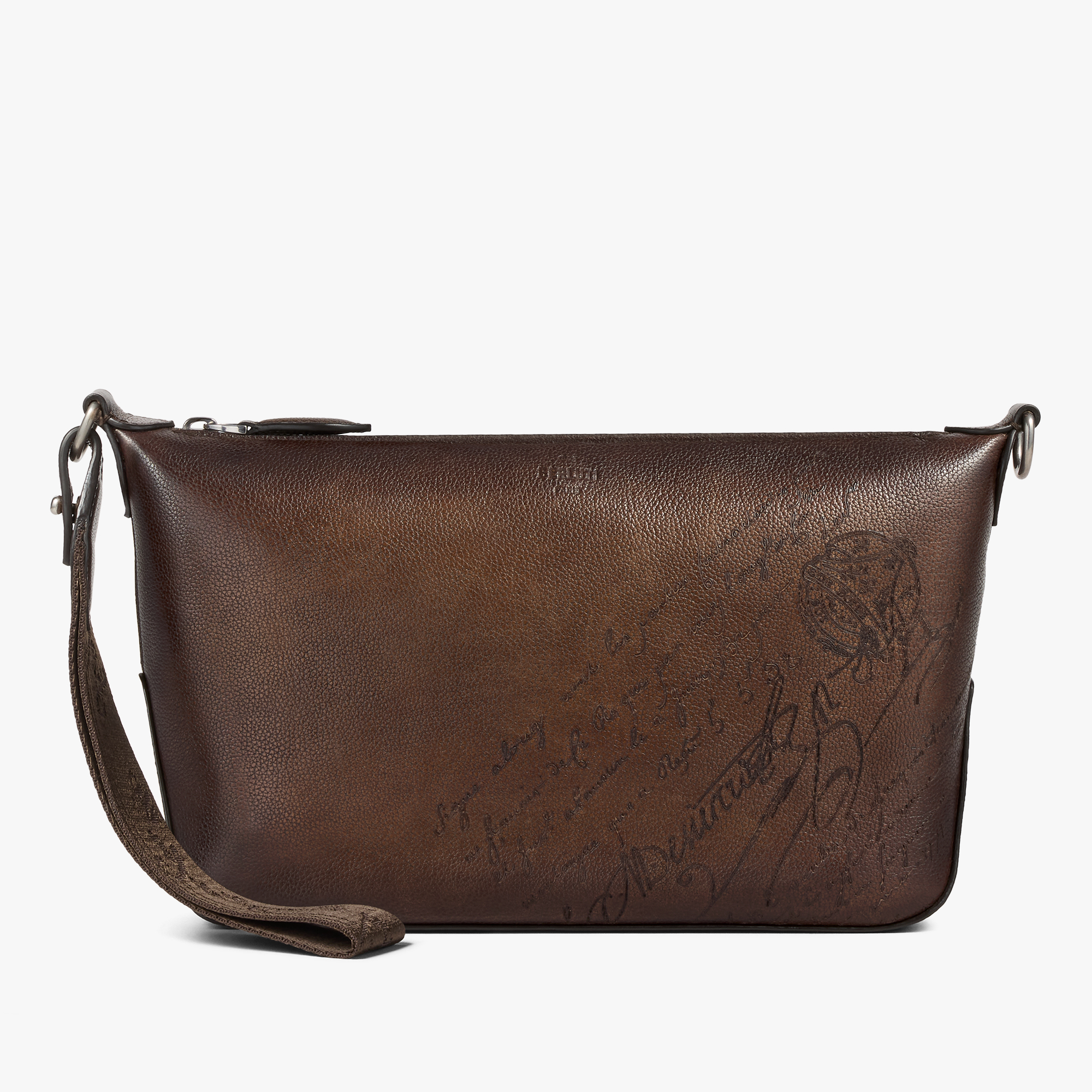 Toujours Soft Zipped Pouch In Scritto Leather, SOFT BROWN, hi-res