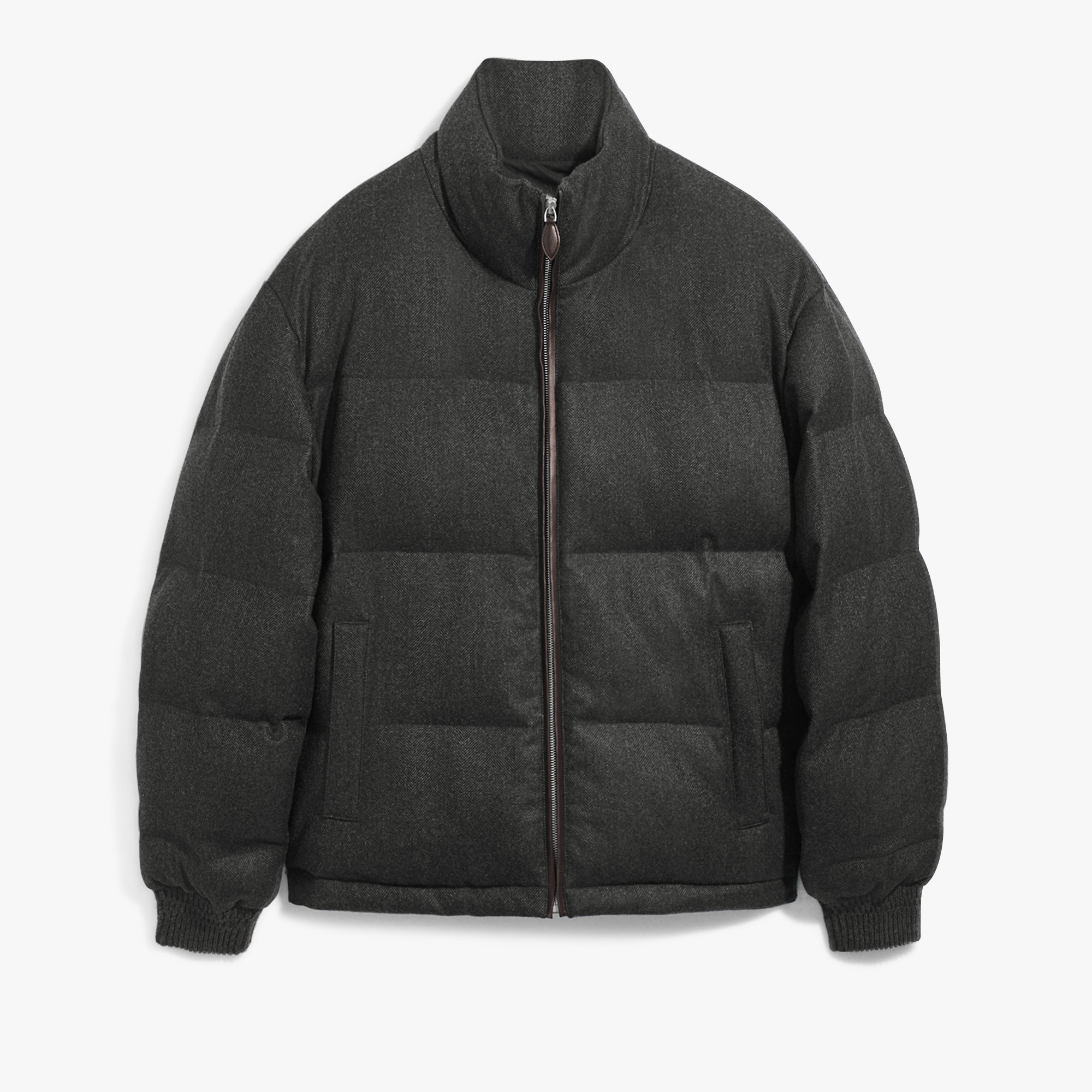 Wool Herringbone Puffer Jacket, MIDNIGHT GREY, hi-res