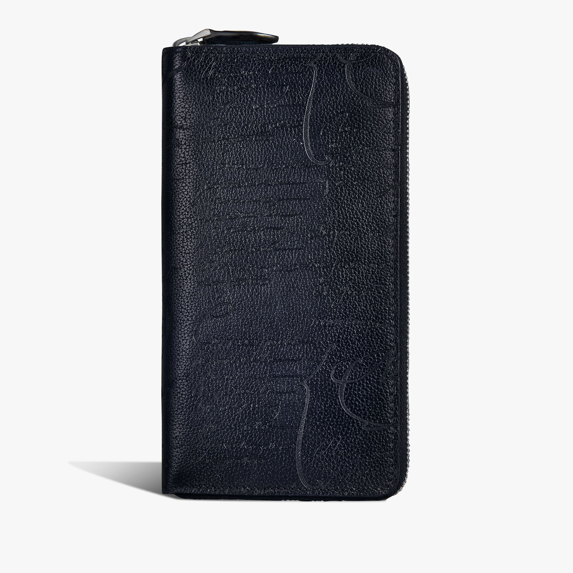 Itauba Scritto Leather Long Zipped Wallet, INDIGO DENIM, hi-res