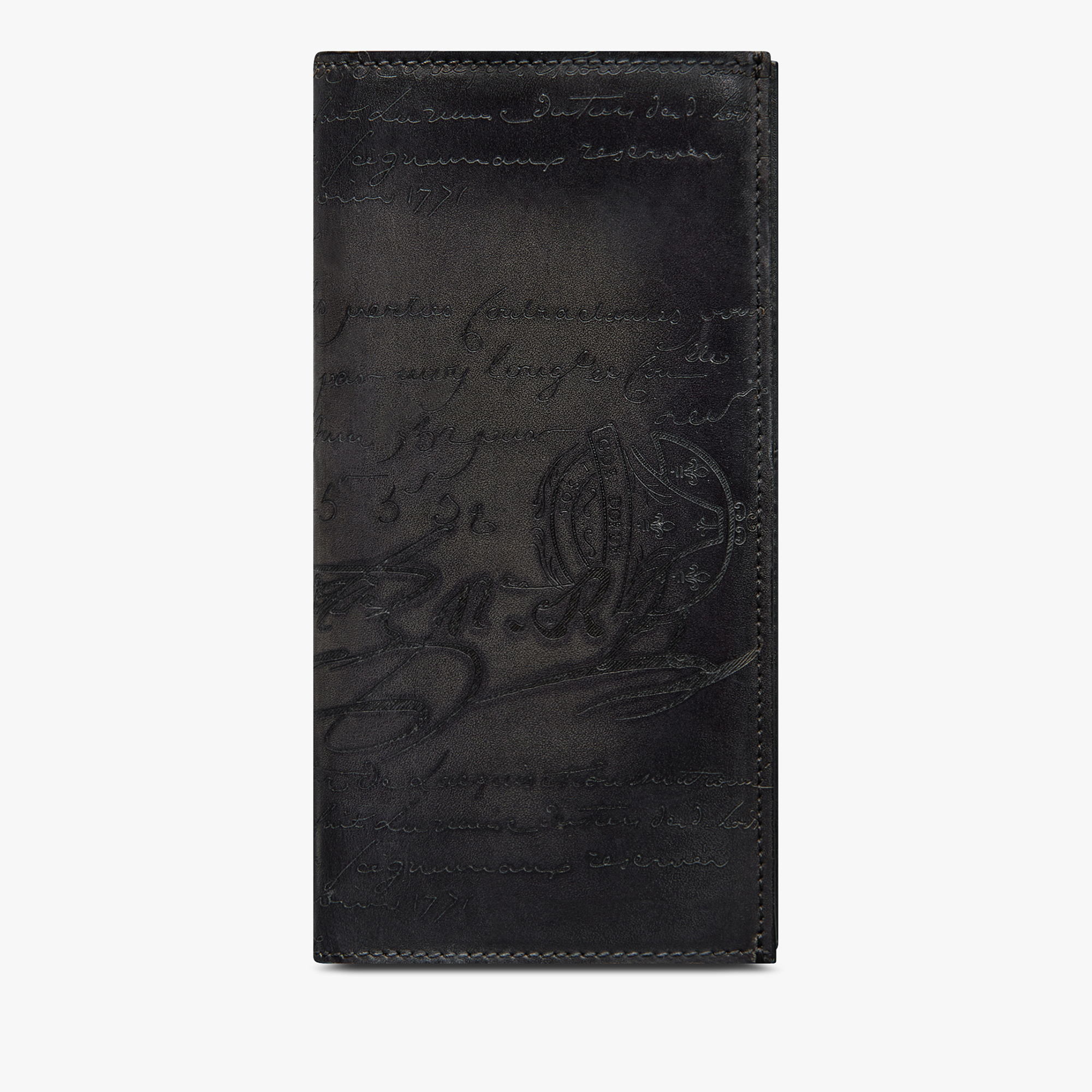 Espace Scritto Leather Long Wallet, NERO GRIGIO, hi-res