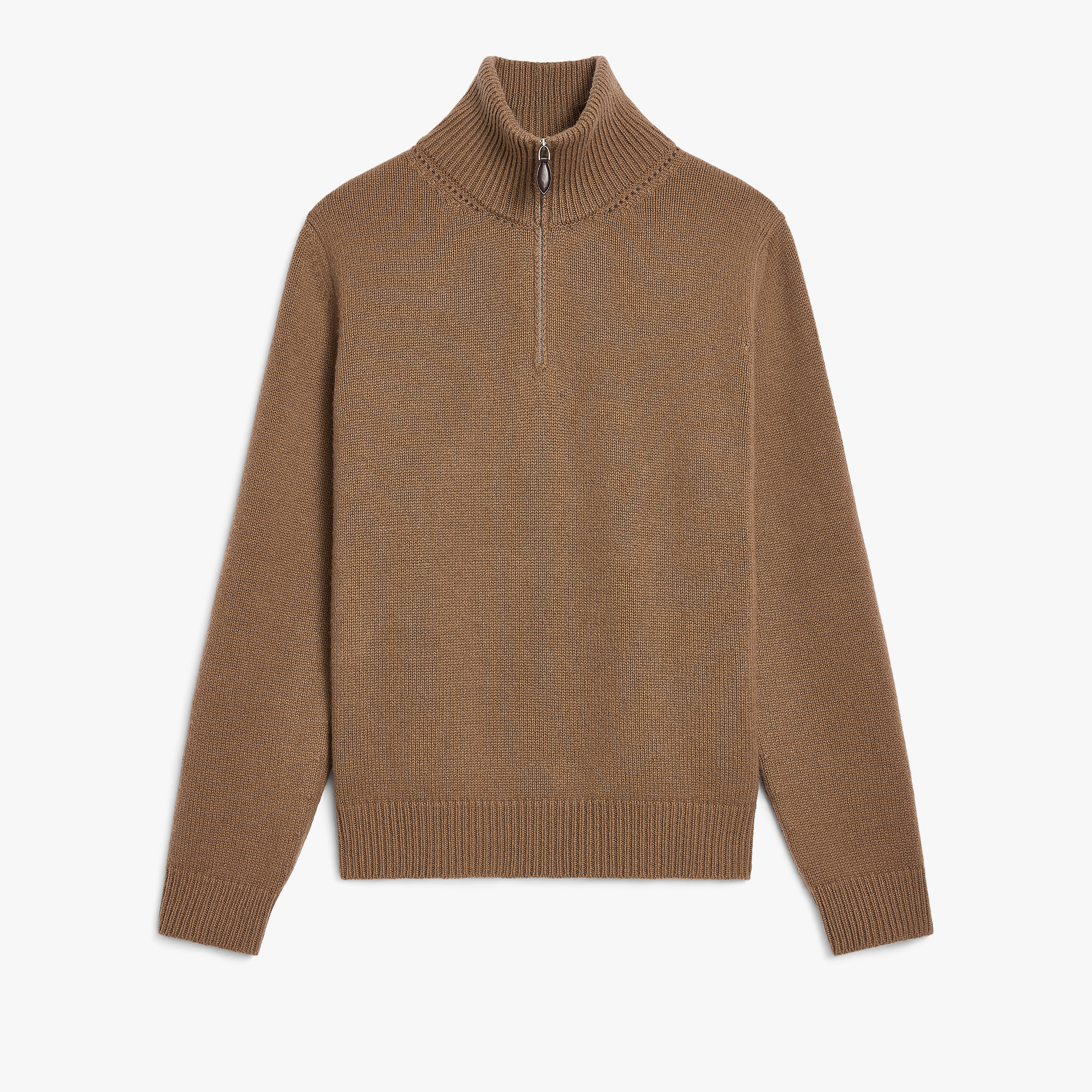 Leather Braiding Half Zip, WALNUT, hi-res