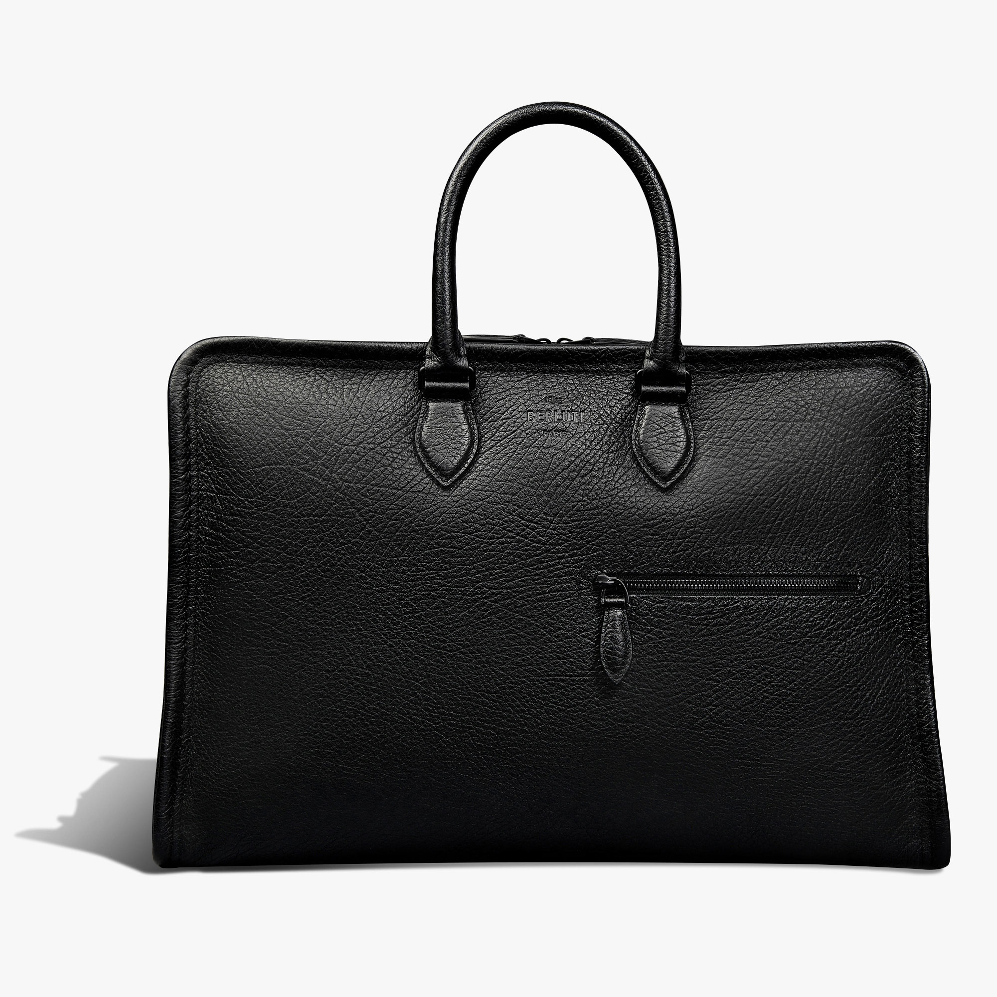 Overnight Leather Travel bag, DEEP BLACK, hi-res