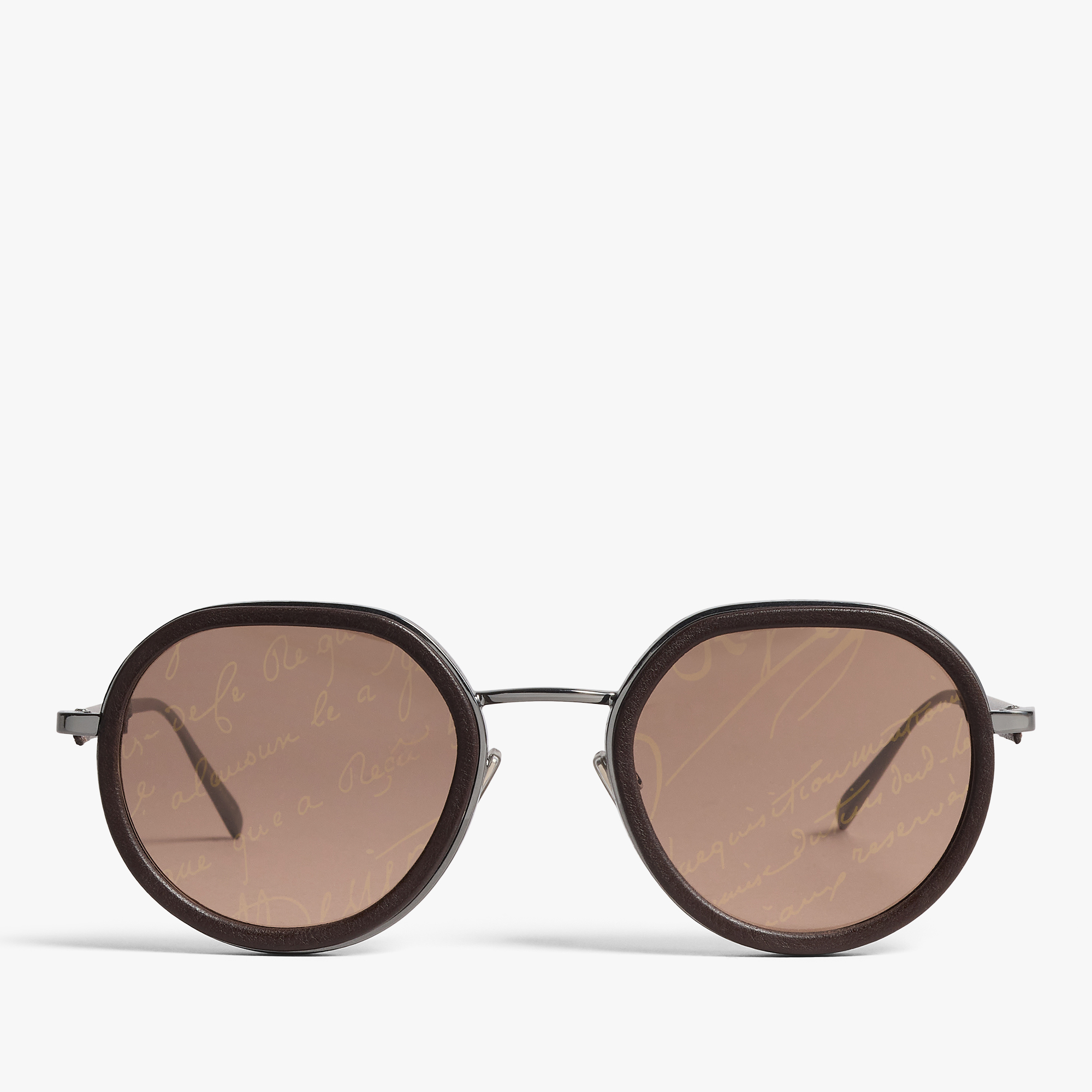 Centaury Metal And Leather Sunglasses, BROWN + BROWN SCRITTO, hi-res