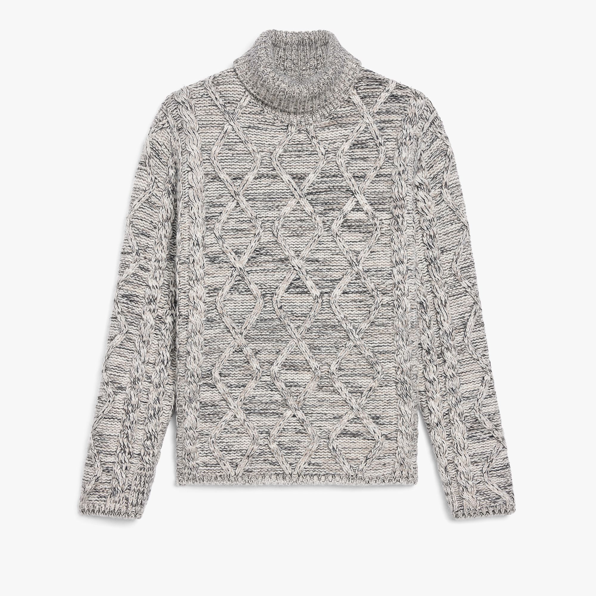 Marl Cables Turtleneck, ECRU / NOIR, hi-res