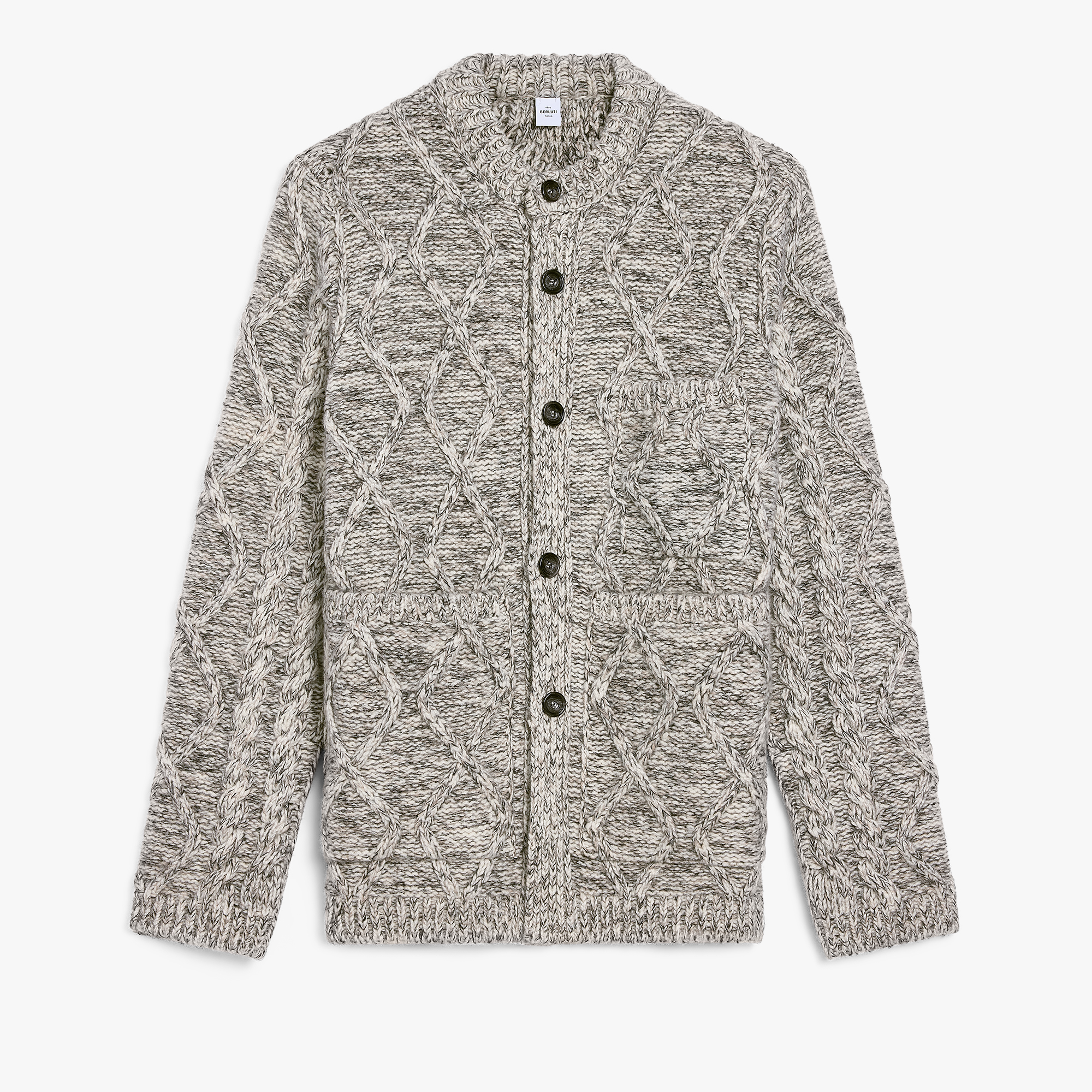 Marl Cables Cardigan, ECRU / NOIR, hi-res