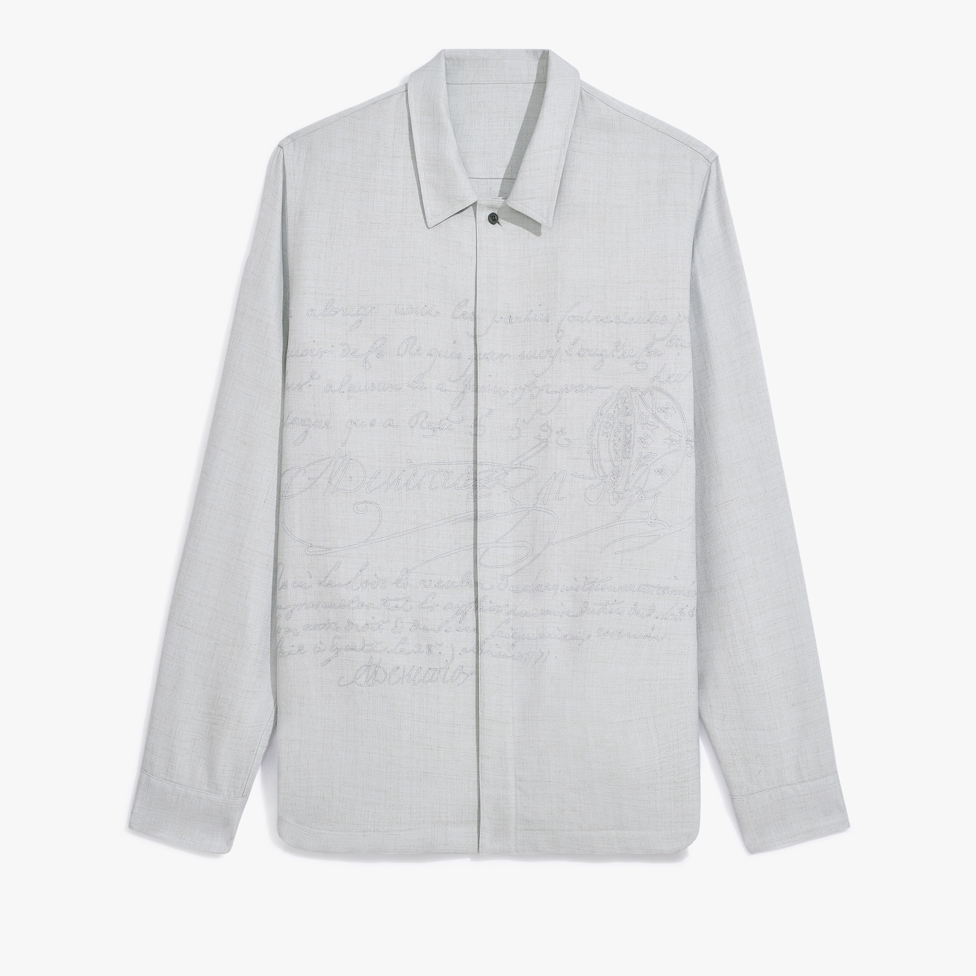 Embroidered Scritto Overshirt, SPRING BLUE , hi-res