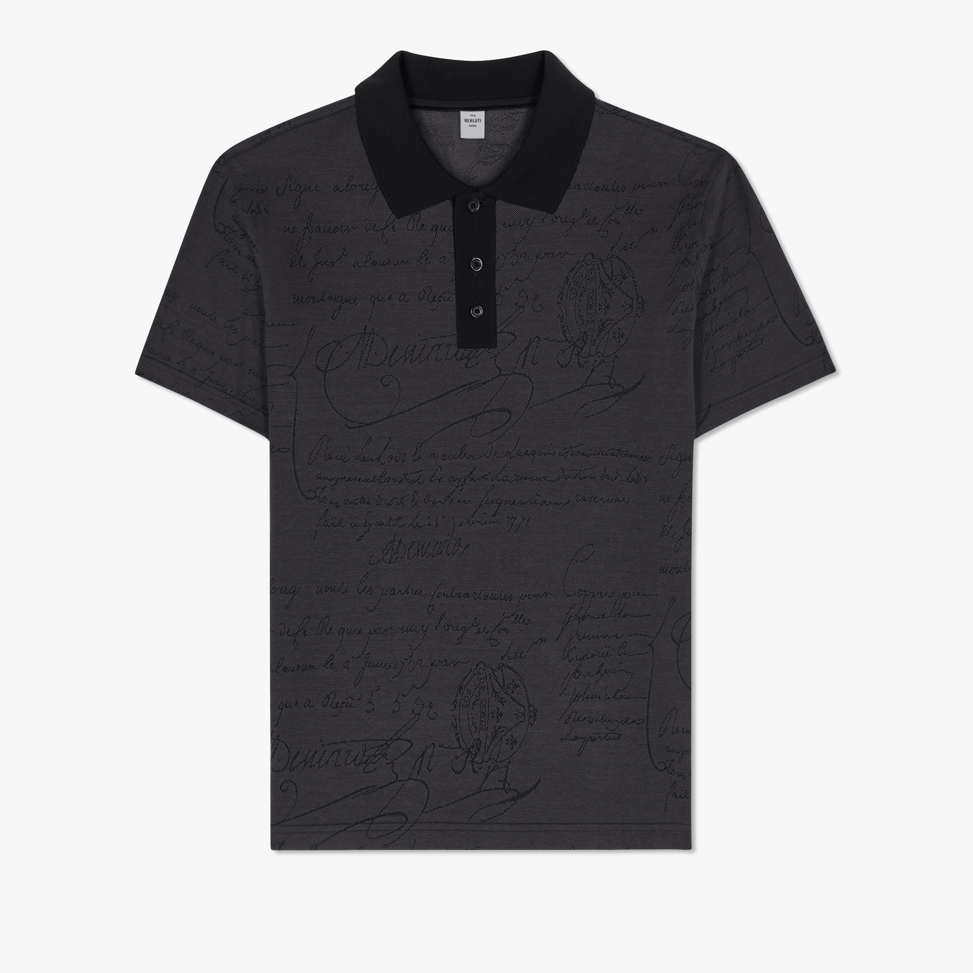 All Over Scritto Jacquard Polo, DUSTY BLUE, hi-res