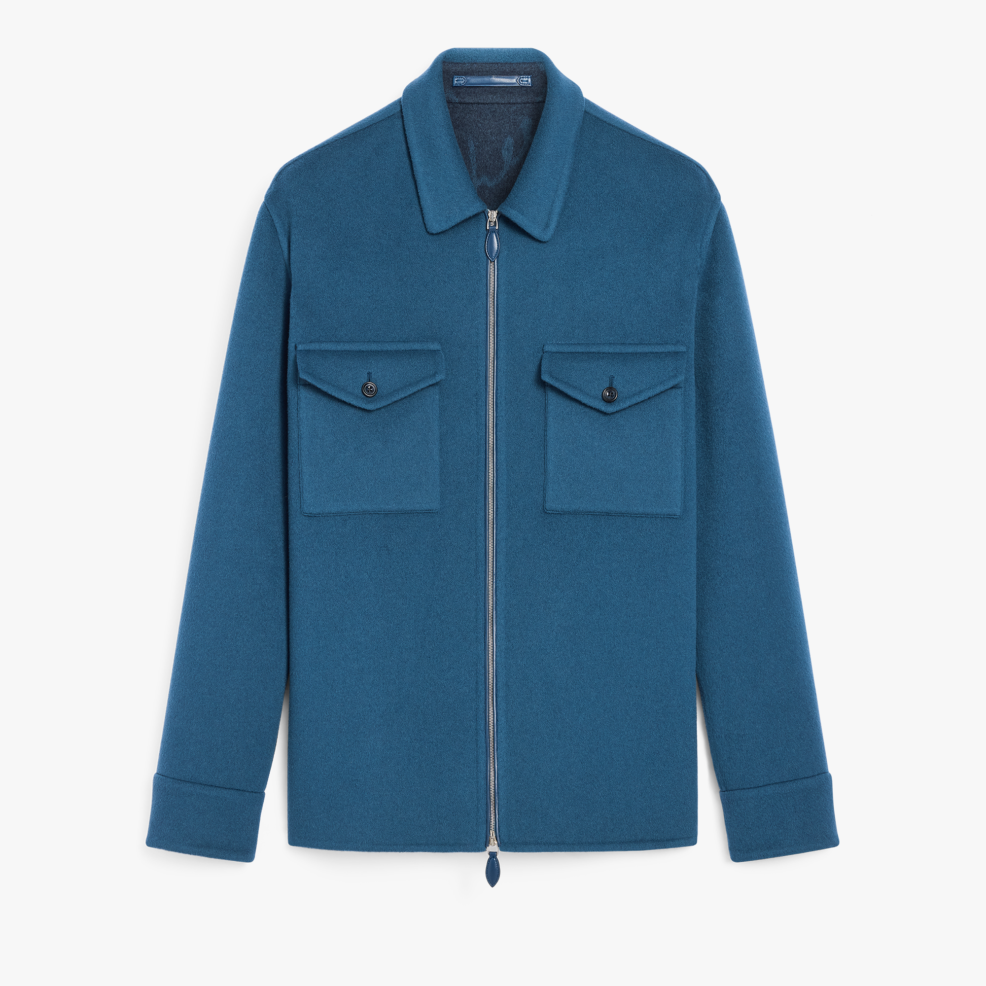 Splitable Wool and Cashmere Zipped Overshirt, NILE BLUE/ INTERNAL GIANT SCRI, hi-res