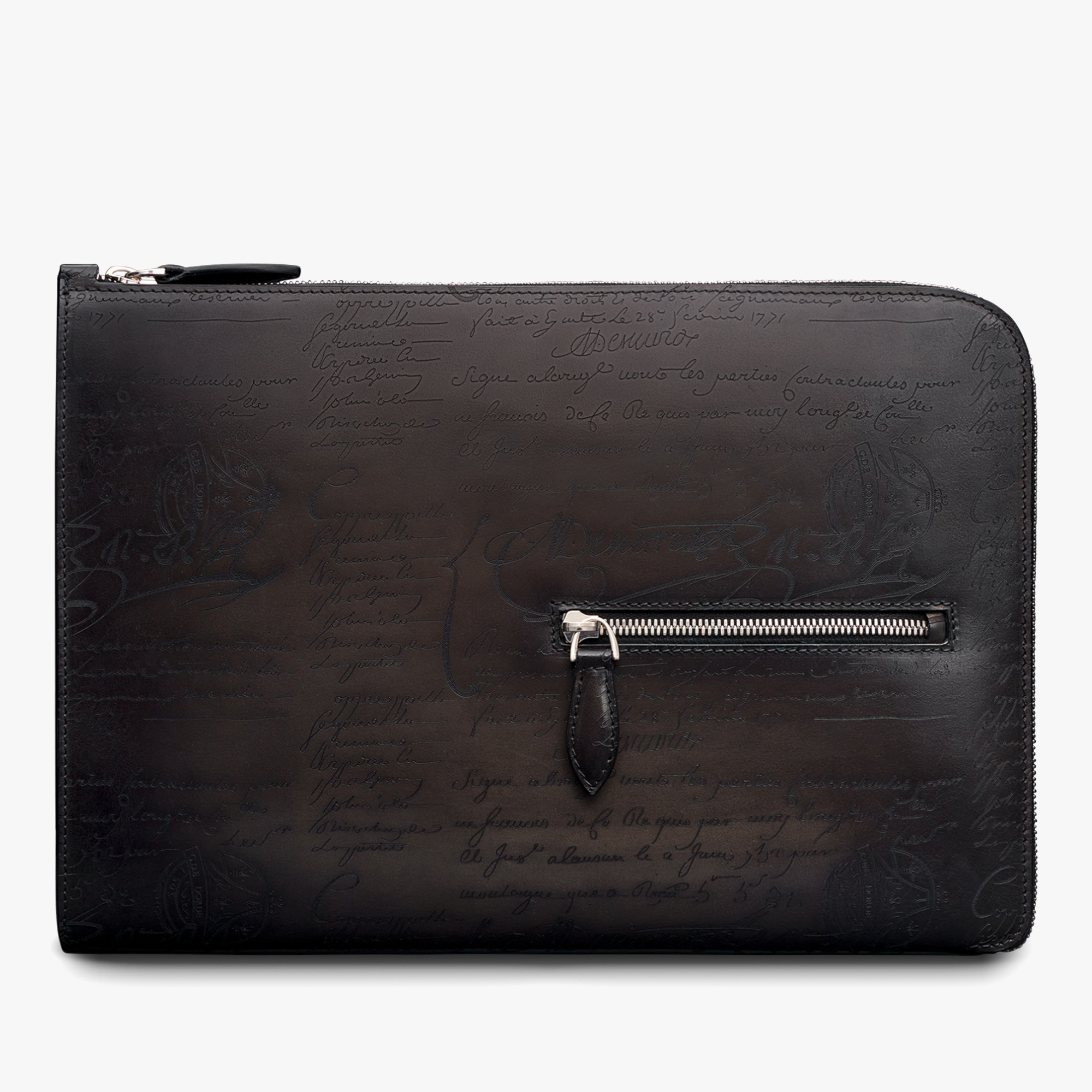 Pochette Nino Tgm En Cuir Scritto, NERO GRIGIO, hi-res