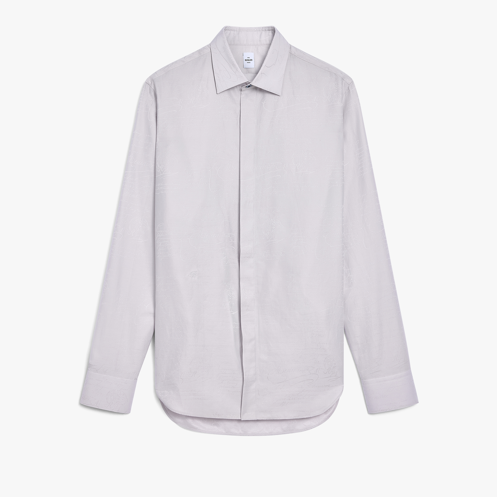 Andy Cotton Silk Scritto Shirt, ICY GREY, hi-res