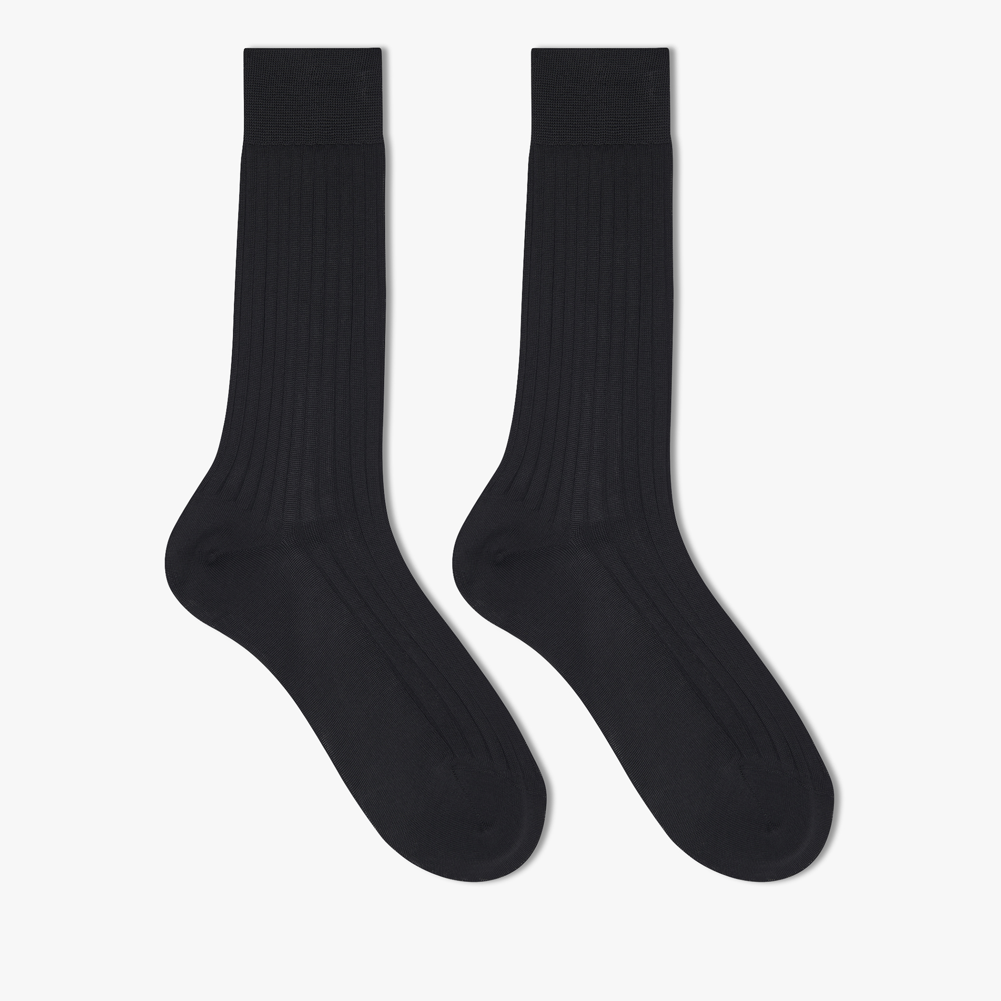 Cotton Ribbed Socks, NOIR, hi-res