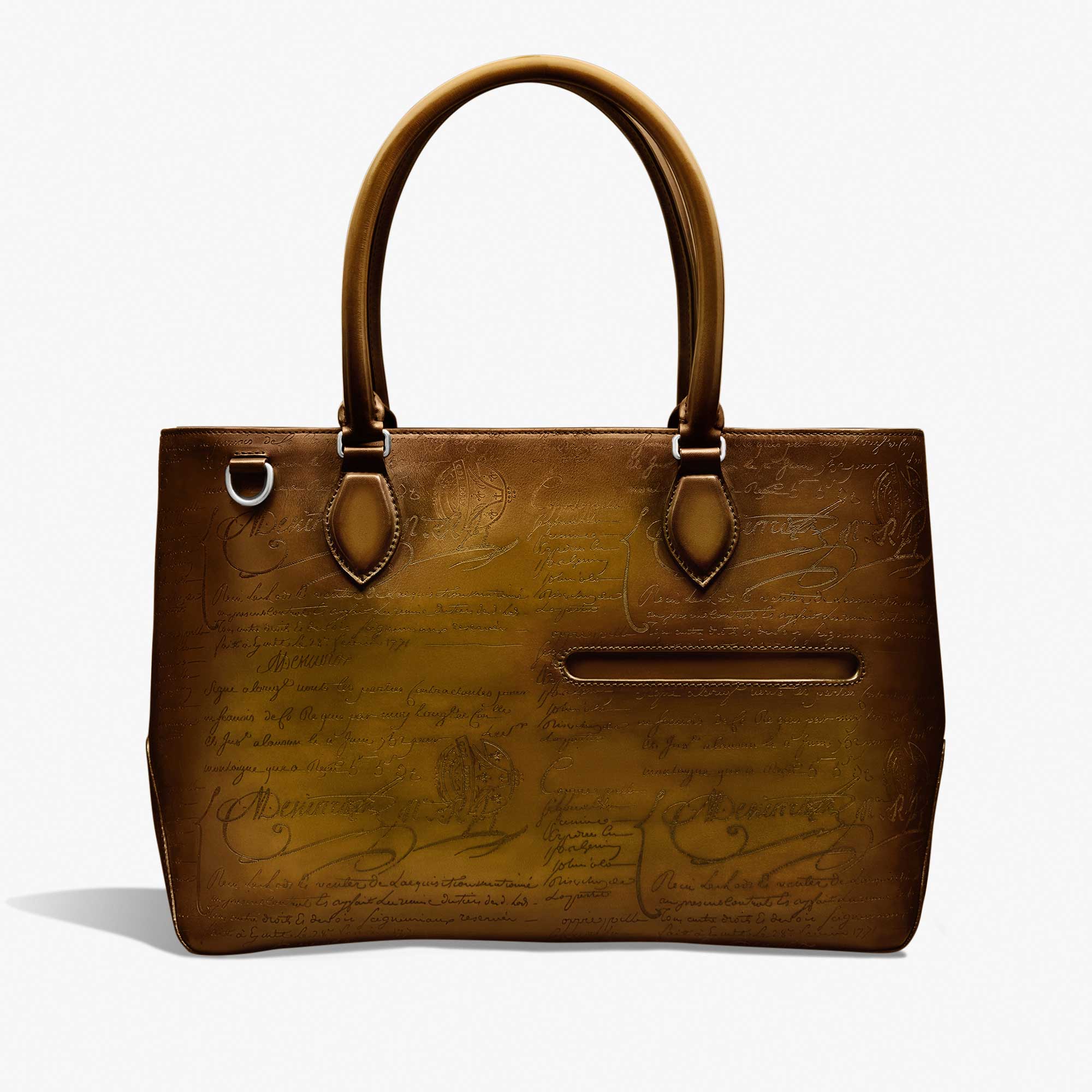Toujours Mini Scritto Leather Tote Bag, JUNGLE GREEN, hi-res
