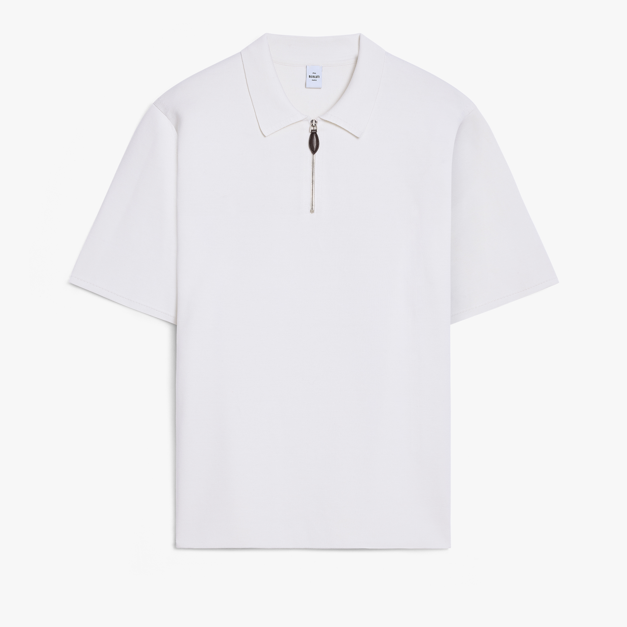 Cotton Silk Zipped Polo, OFF WHITE, hi-res